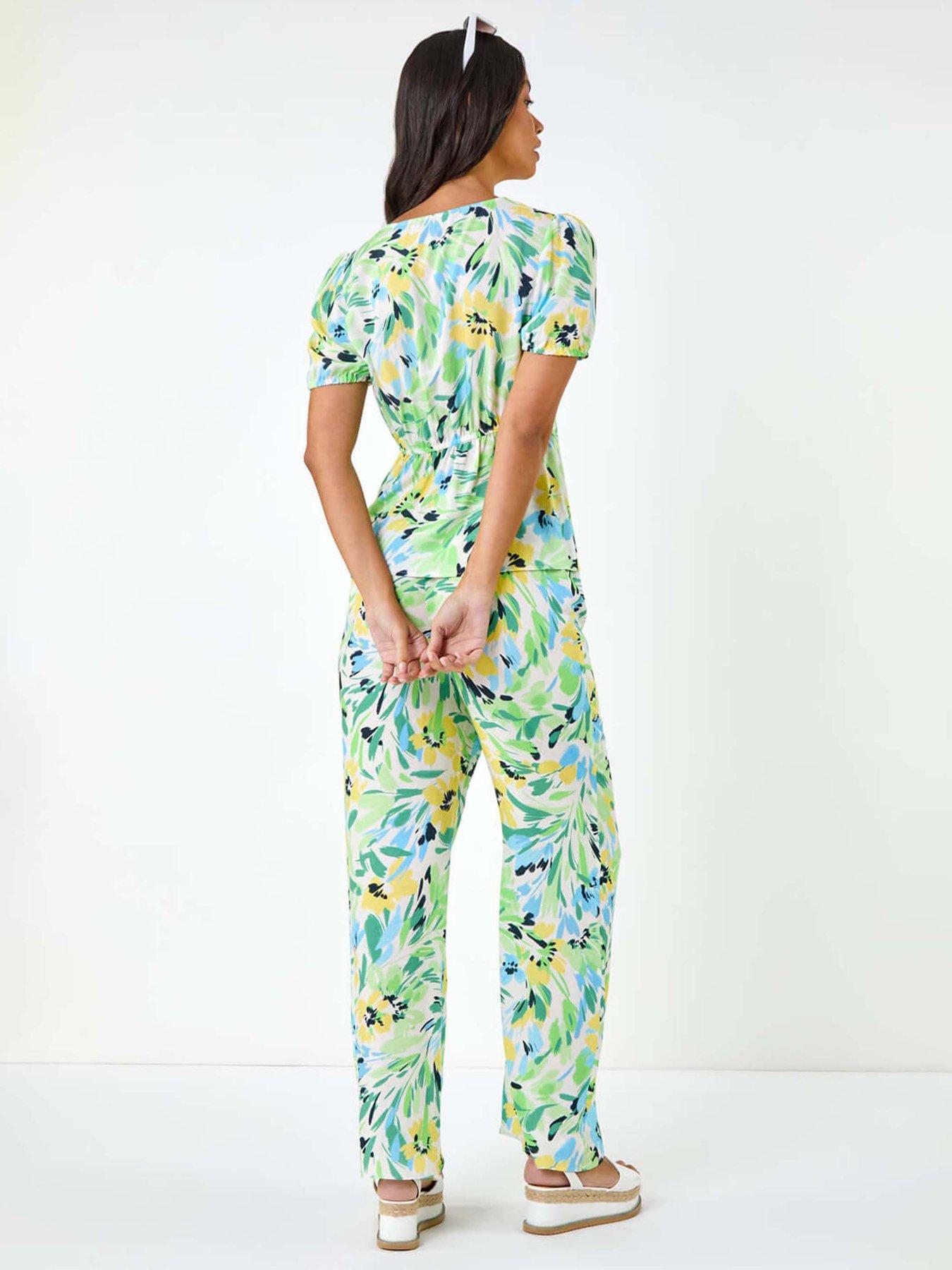 Image 2 of 5 of Roman Dusk Floral Motif Tie Top - White