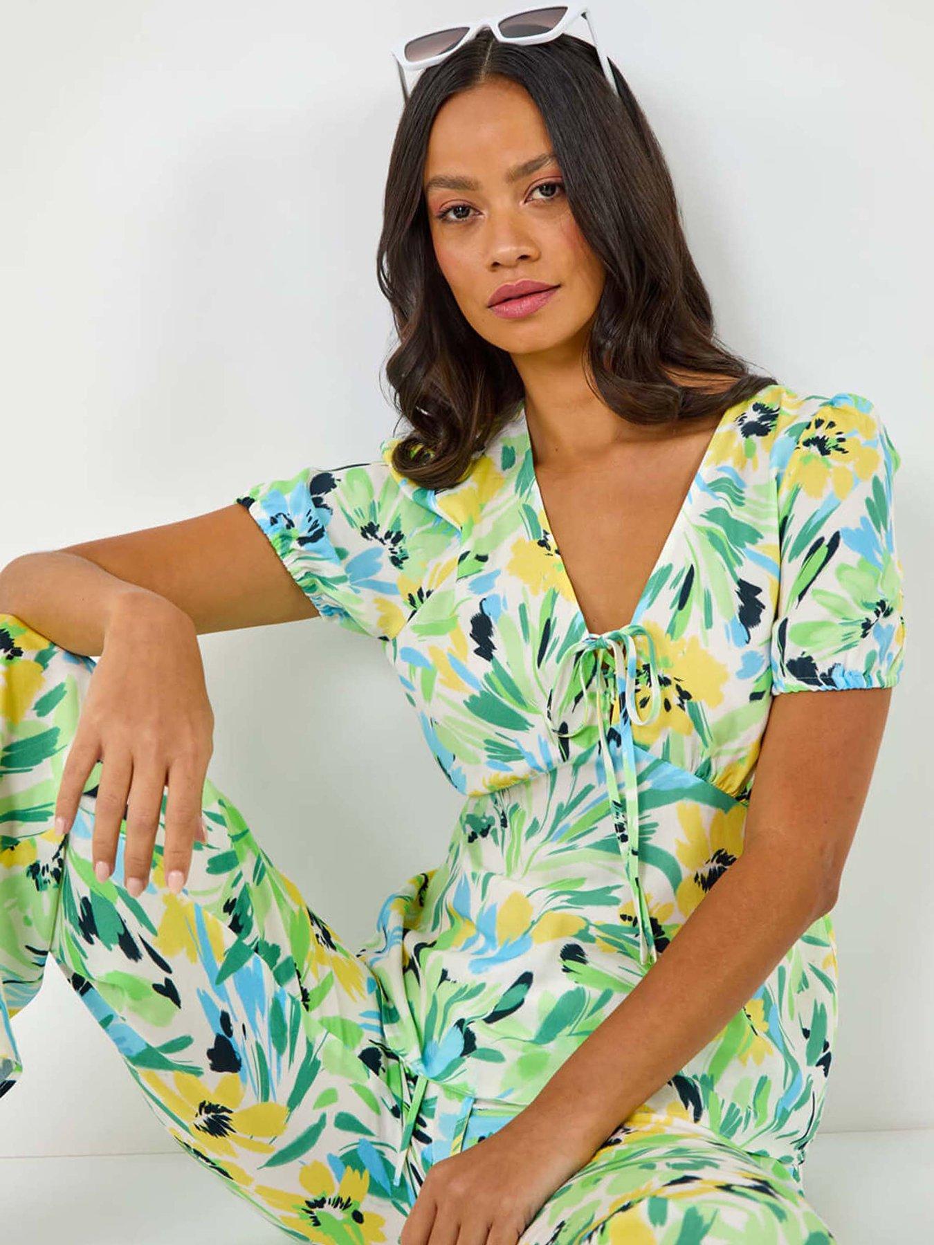 Image 4 of 5 of Roman Dusk Floral Motif Tie Top - White