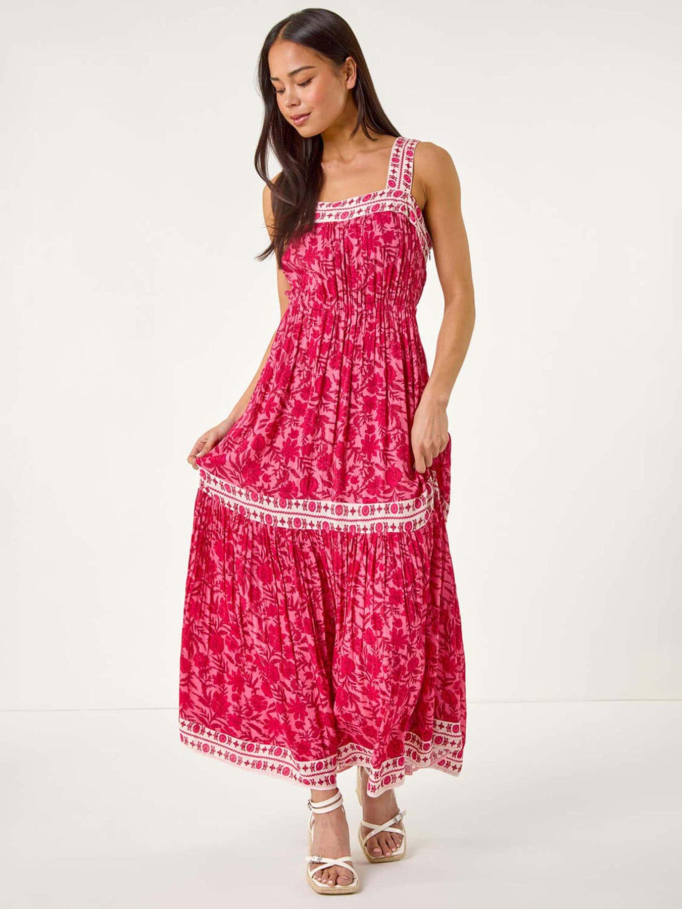 undefined Petite Floral Tiered Maxi Dress - Pink
