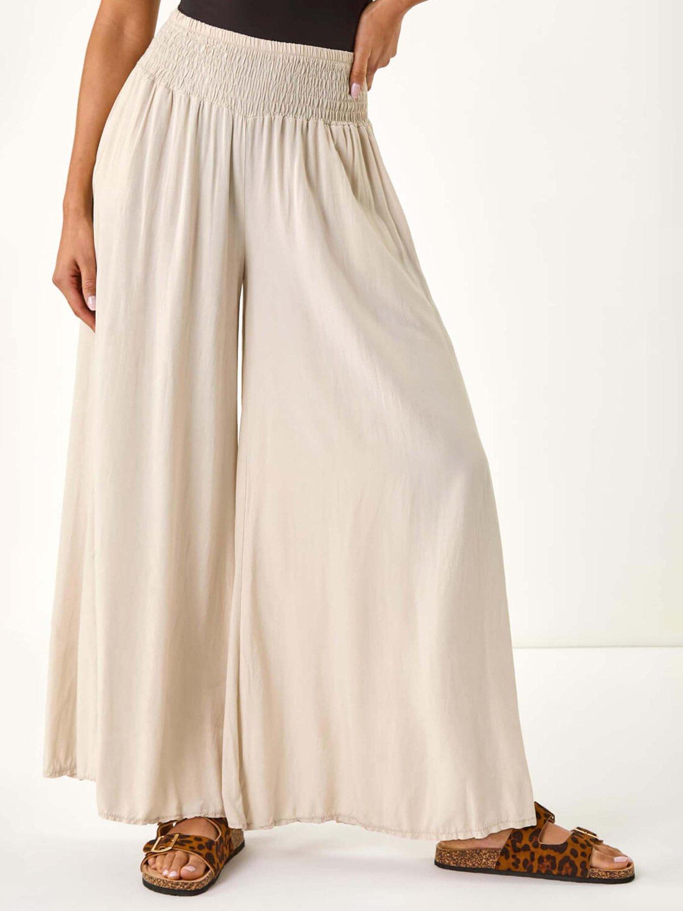 undefined Relaxed Wide Leg Trouser - White