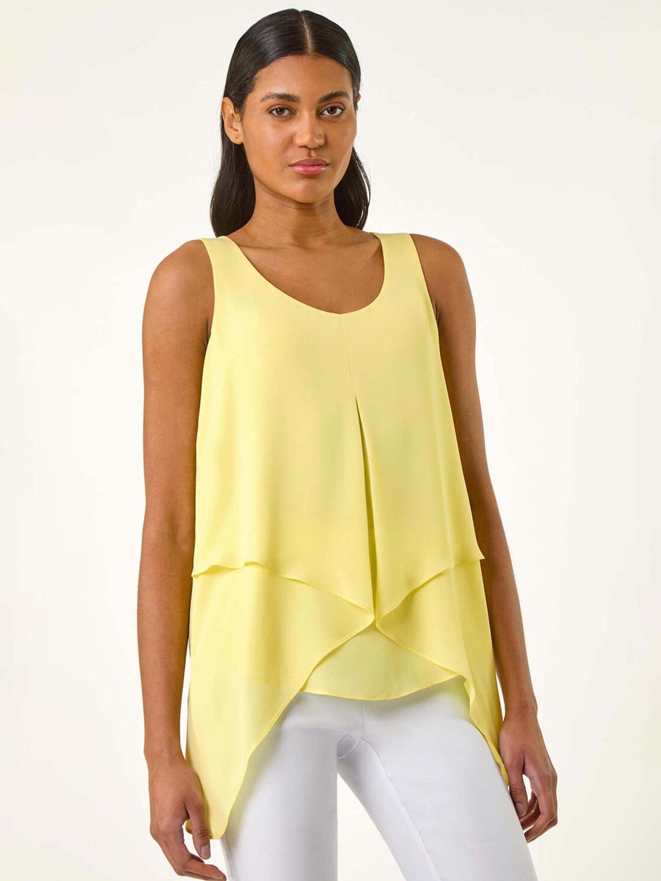 undefined Asymmetric Sleeveless Vest Top - Yellow