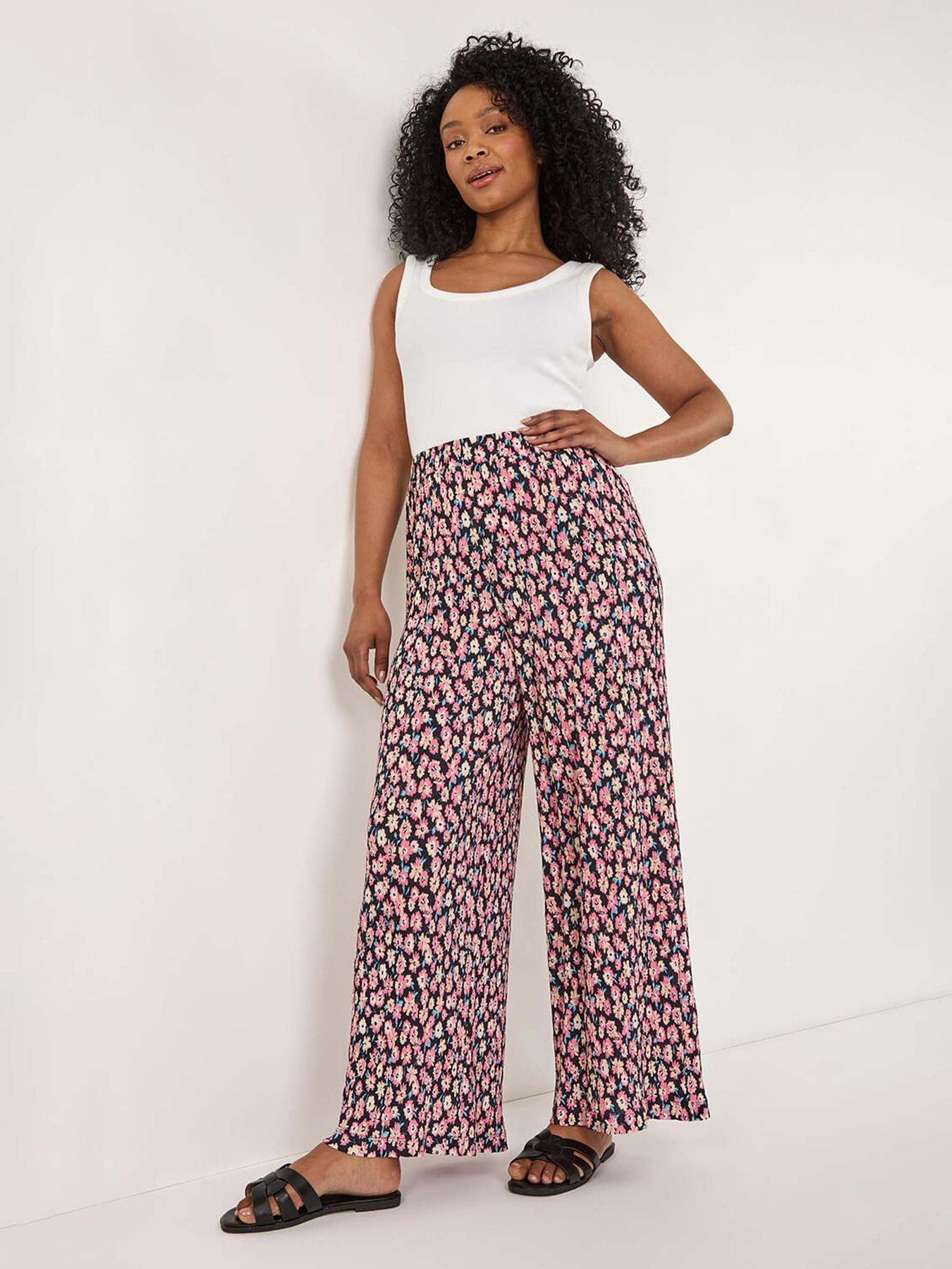 Roman Petite Floral Crinkle Trouser - Pink