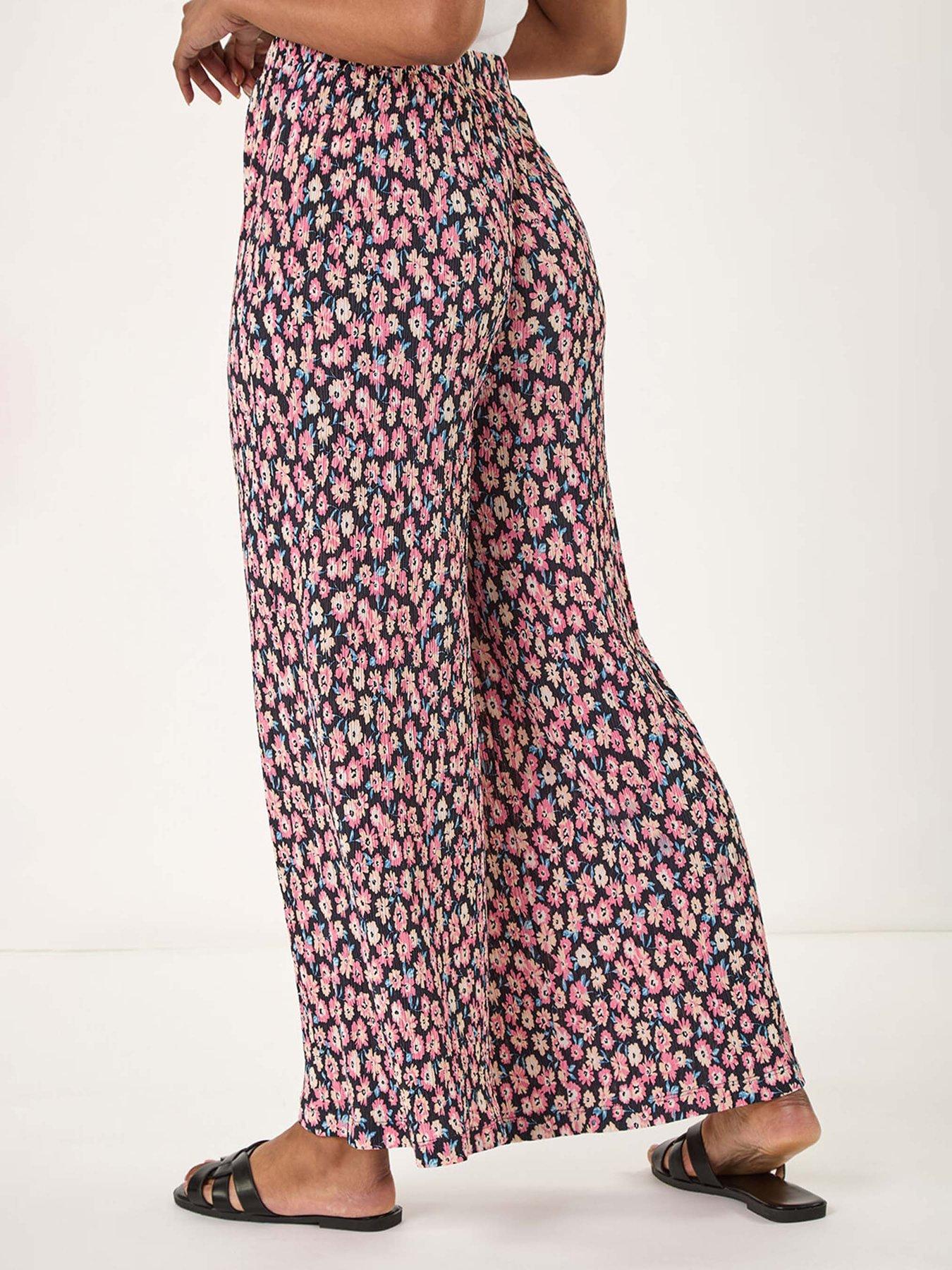 Image 2 of 5 of Roman Petite Floral Crinkle Trouser - Pink