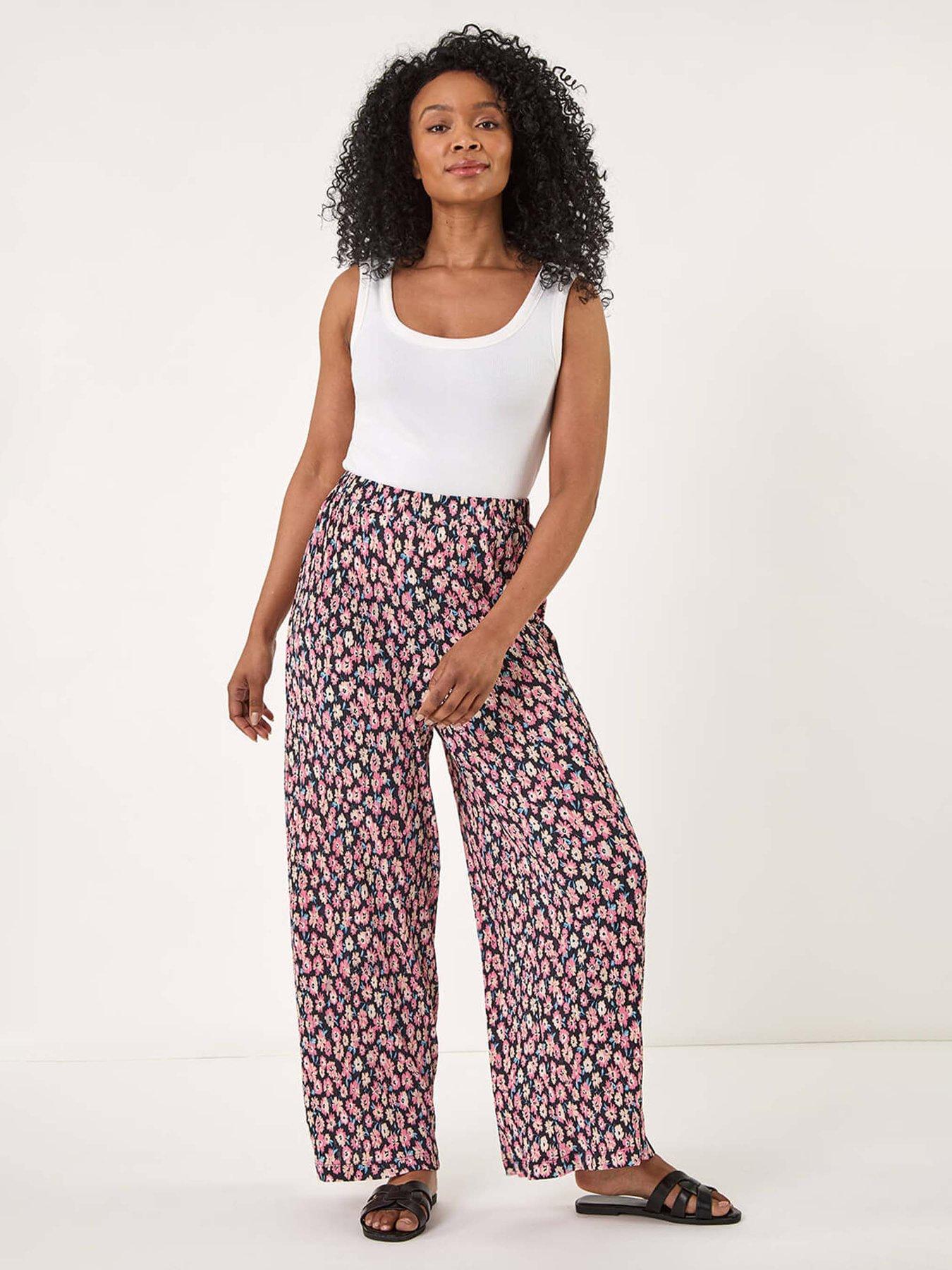 Image 3 of 5 of Roman Petite Floral Crinkle Trouser - Pink