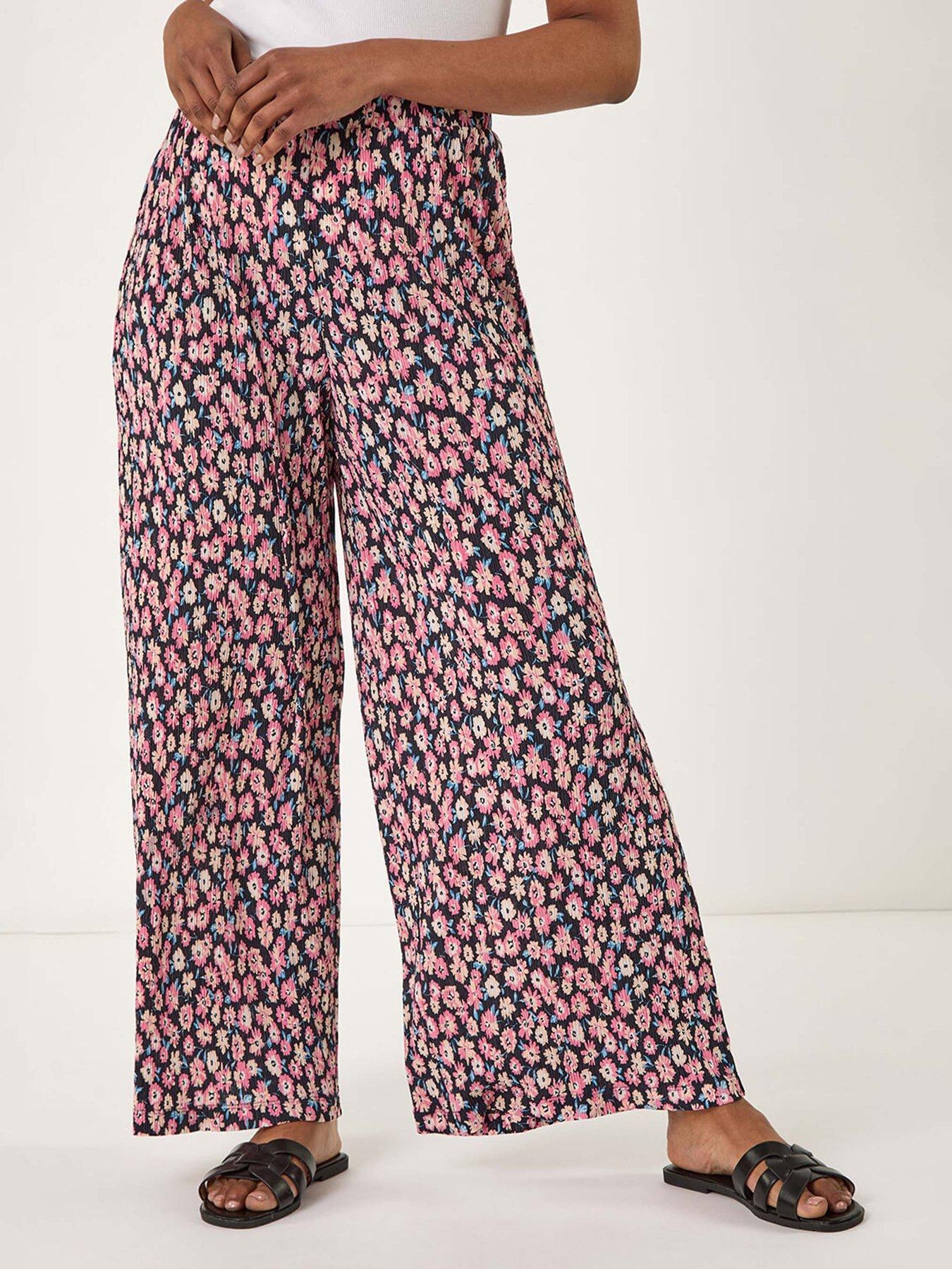 Image 4 of 5 of Roman Petite Floral Crinkle Trouser - Pink