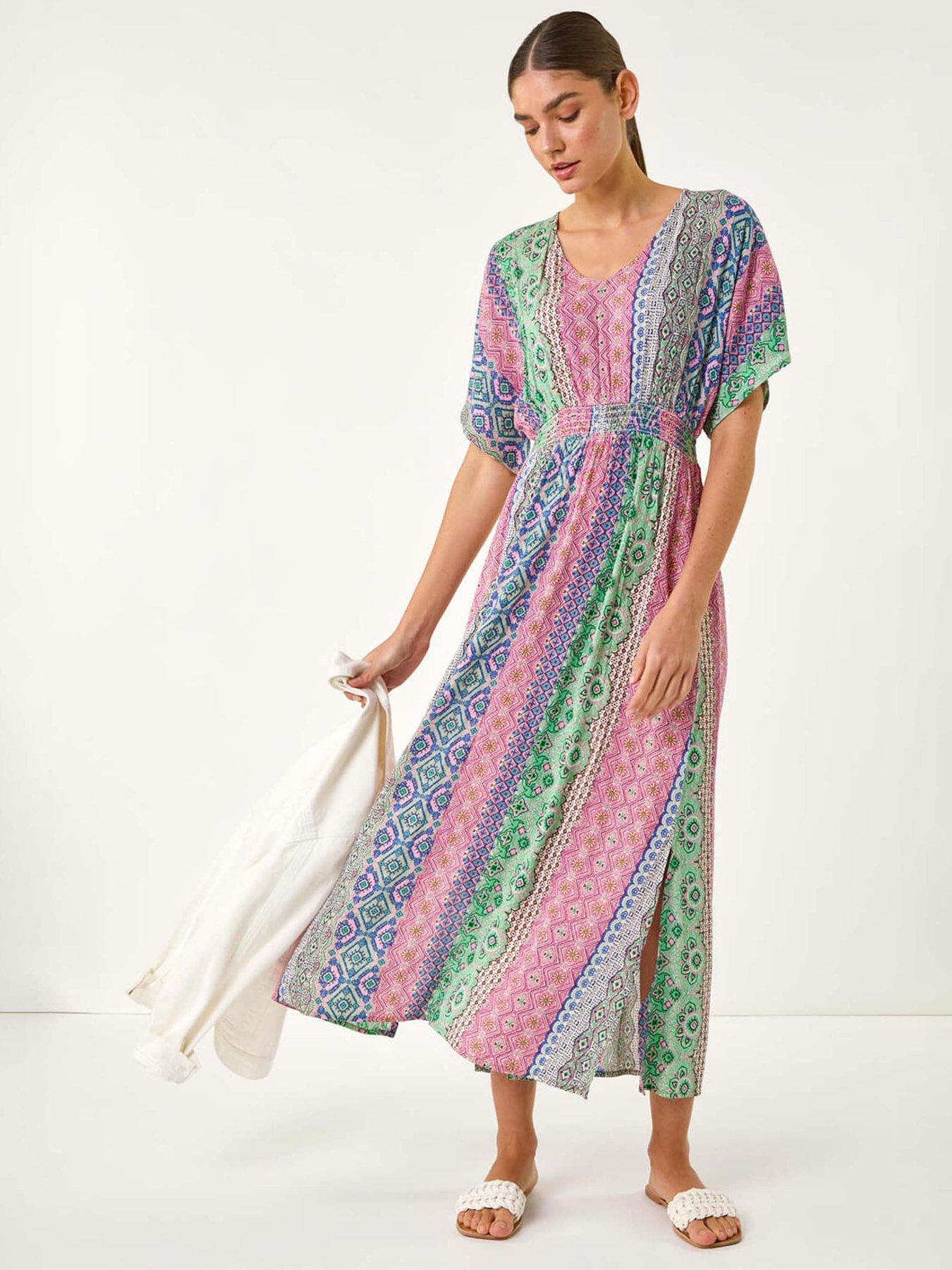 undefined Boho Stripe Maxi Dress - Pink