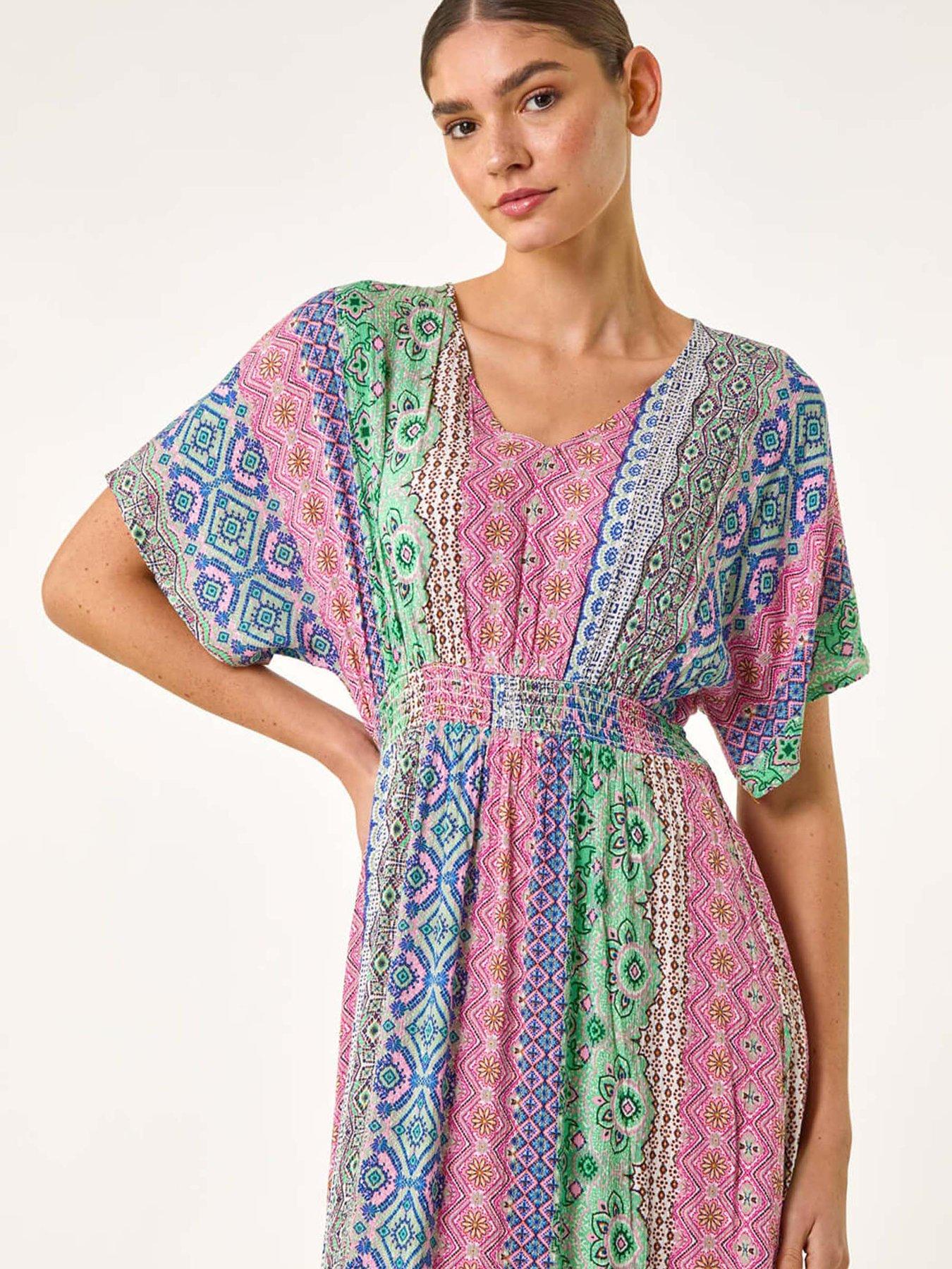 Rosé Pink Peacock Boho Maxi Robe