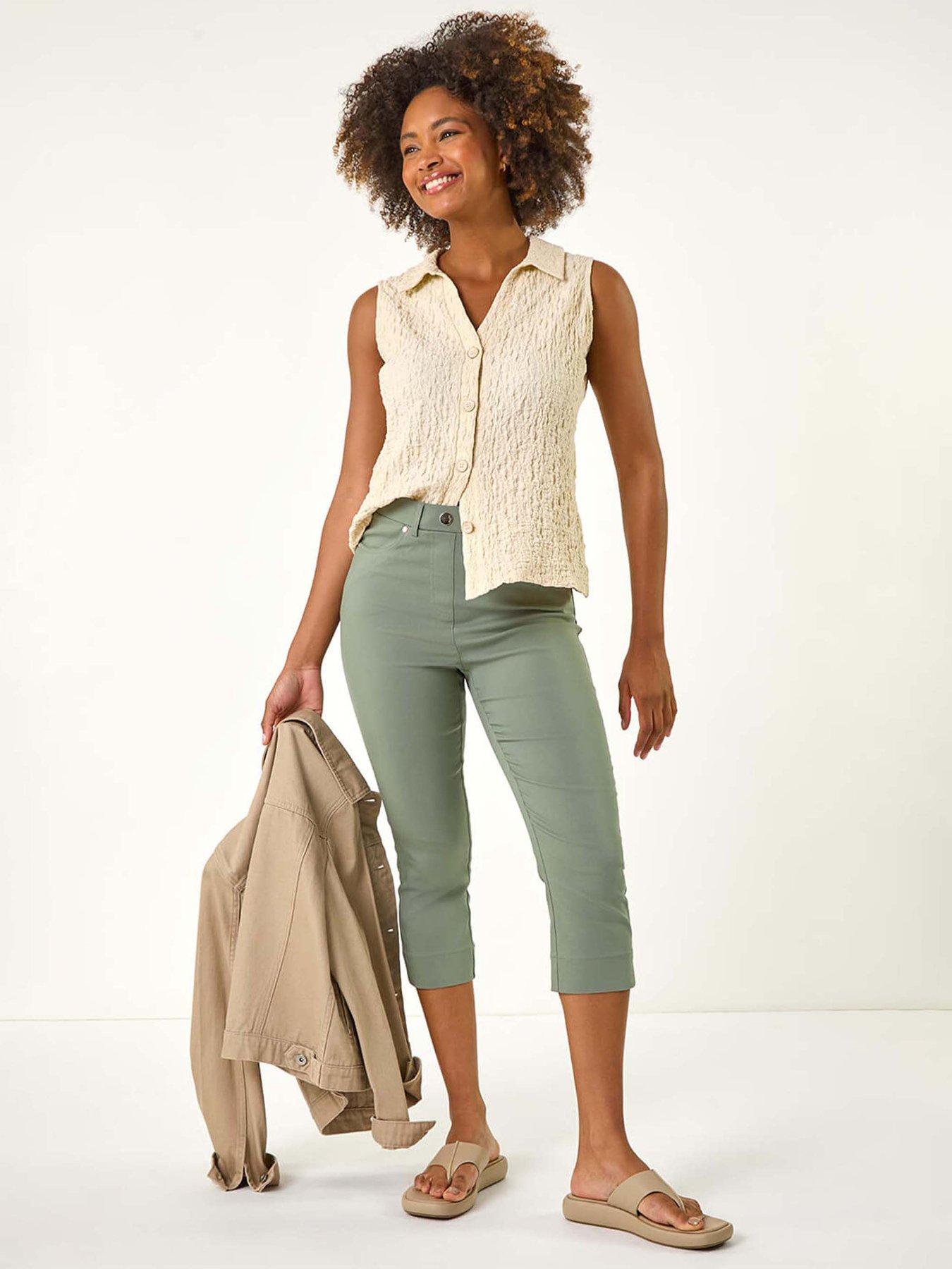 undefined Lift Sculpt Shape Cropped Stretch Trouser - Green