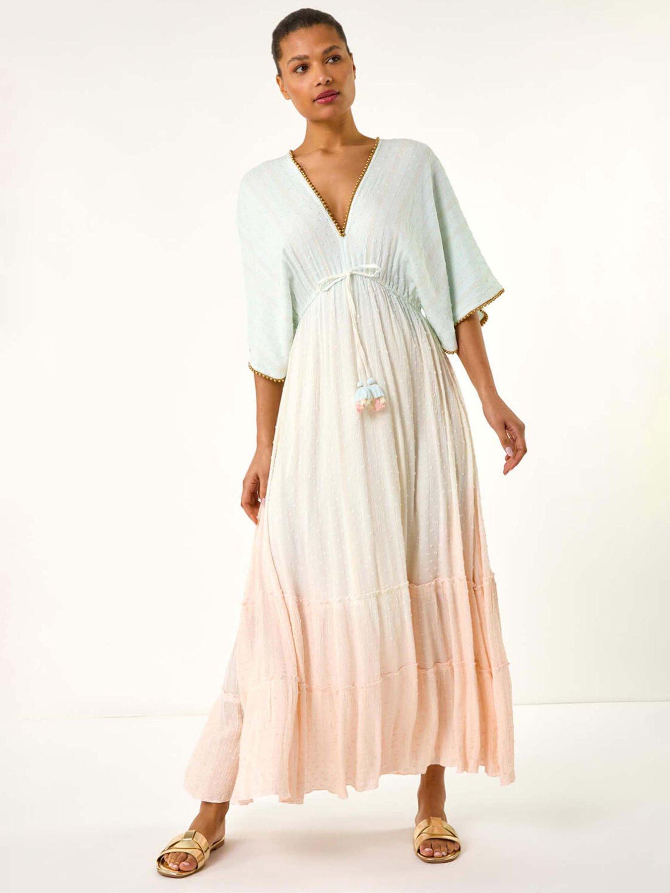 undefined Ombre V-neck Maxi Dress - Blue
