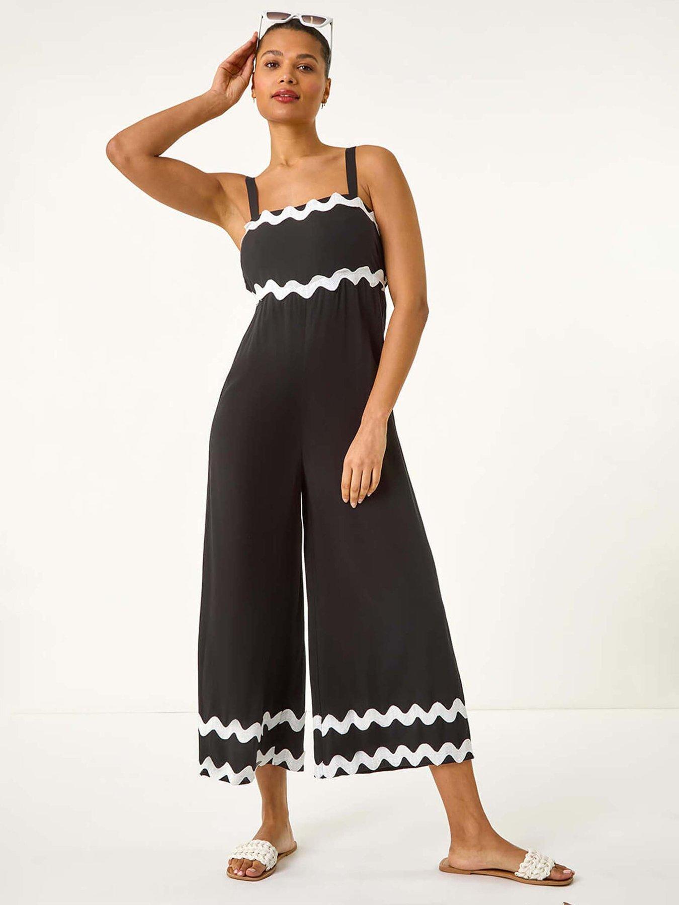 undefined Ric Rac Strap Detail Jumpsuit - Black