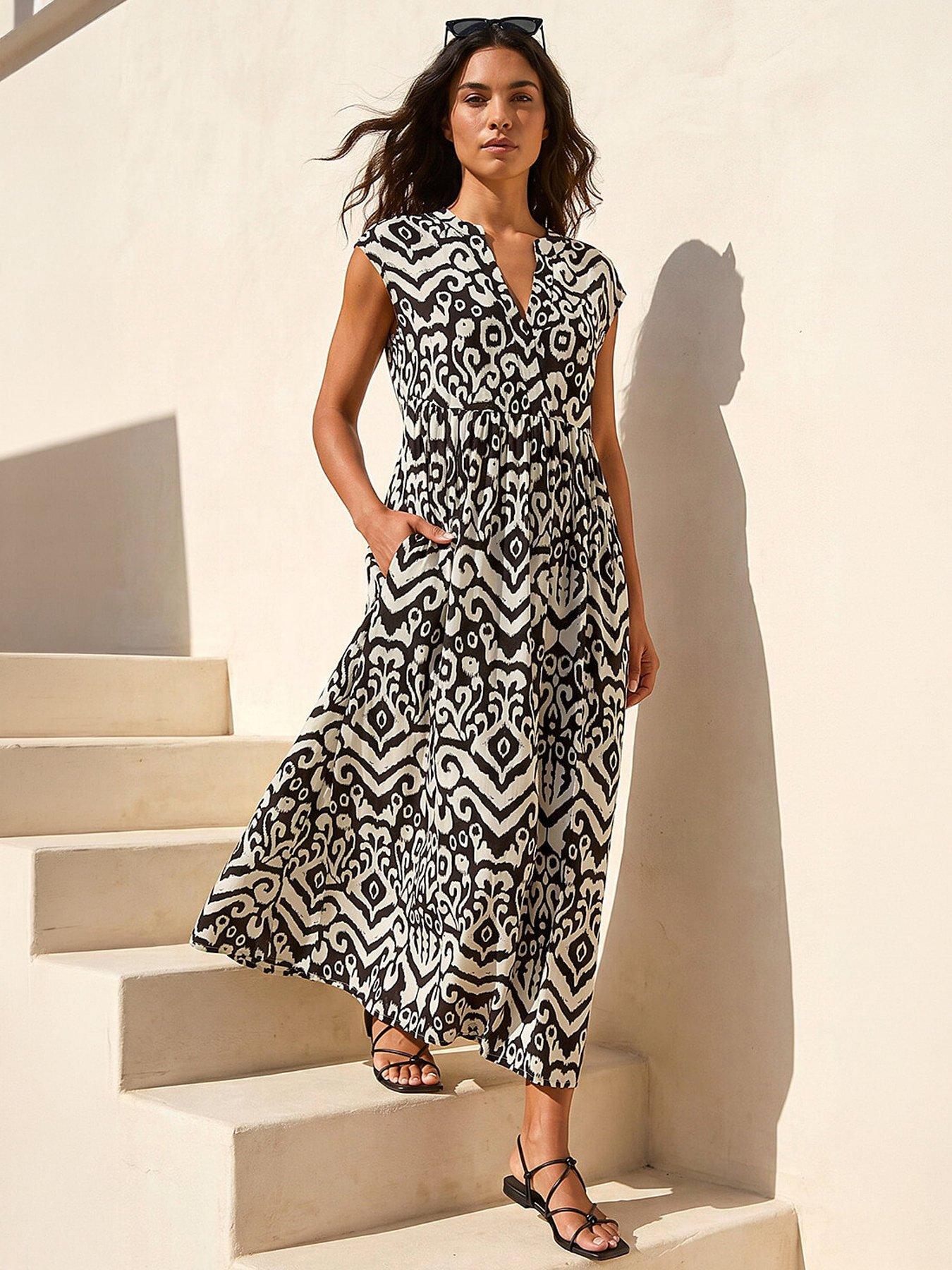 aztec black and white dress Roman Print Midi Smock Size:L - $190.00 45 (EU) / 12 (US) / 11 (UK) Jaimenalin Women's Off the Flutter dress order at Zalando.ie