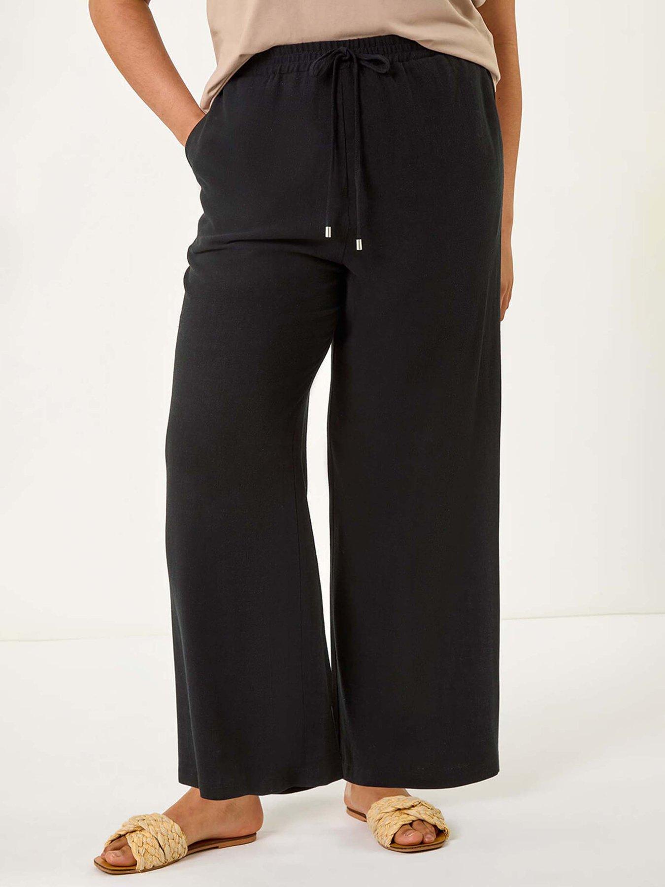 undefined Curve Linen Mix Trousers - Black