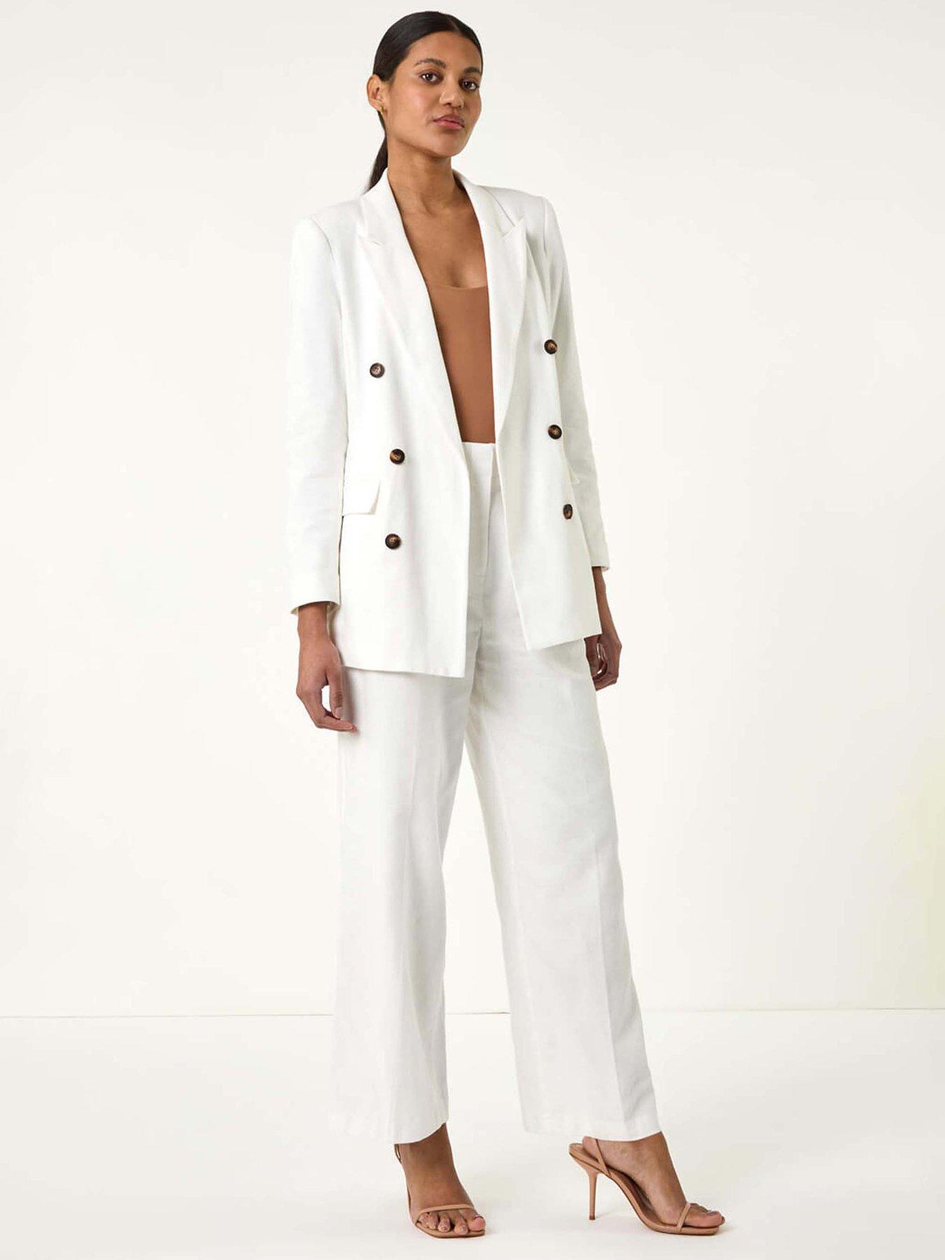 undefined Double Breasted Collar & Revere Jacket - White
