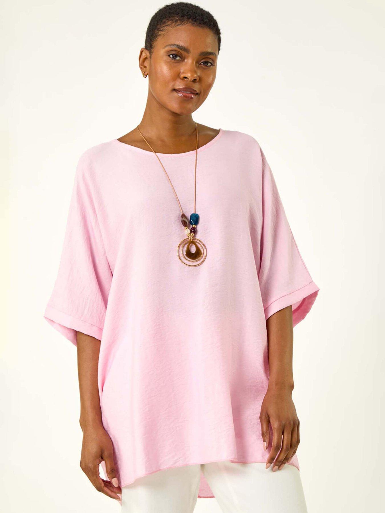 undefined Tunic Top With Necklace - Pink
