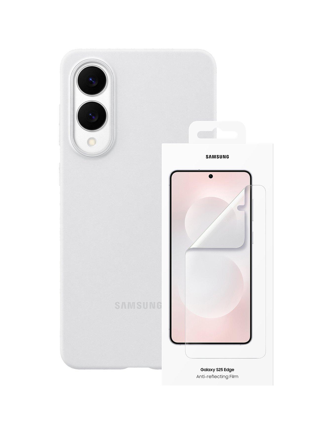 undefined Silicone Case for Galaxy S25 Edge, Light-Grey and Anti Reflecting Film