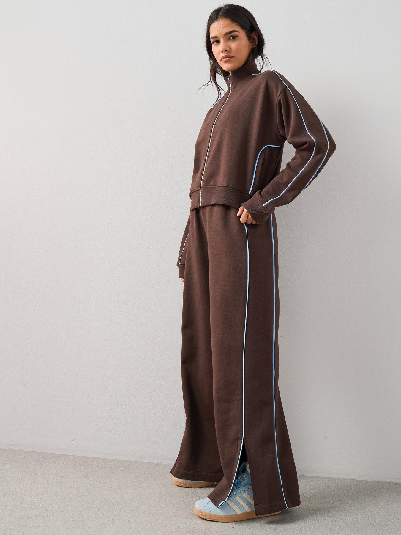 The Very Collection Contrast Tie Waist Jogger Co-Ord - Brown