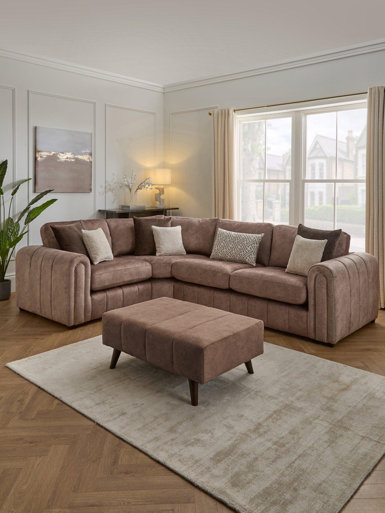 Very Home Amara Left Hand Double Arm Corner Group Sofa with Footstool - Made to Order in the UK