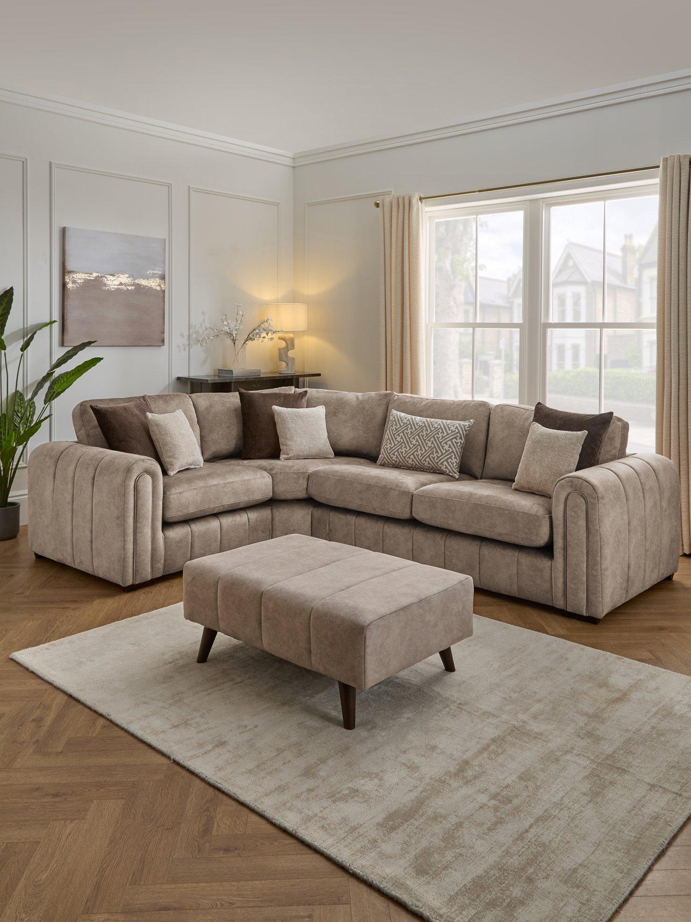 Very Home Amara Left Hand Double Arm Corner Group Sofa with Footstool - Made to Order in the UK