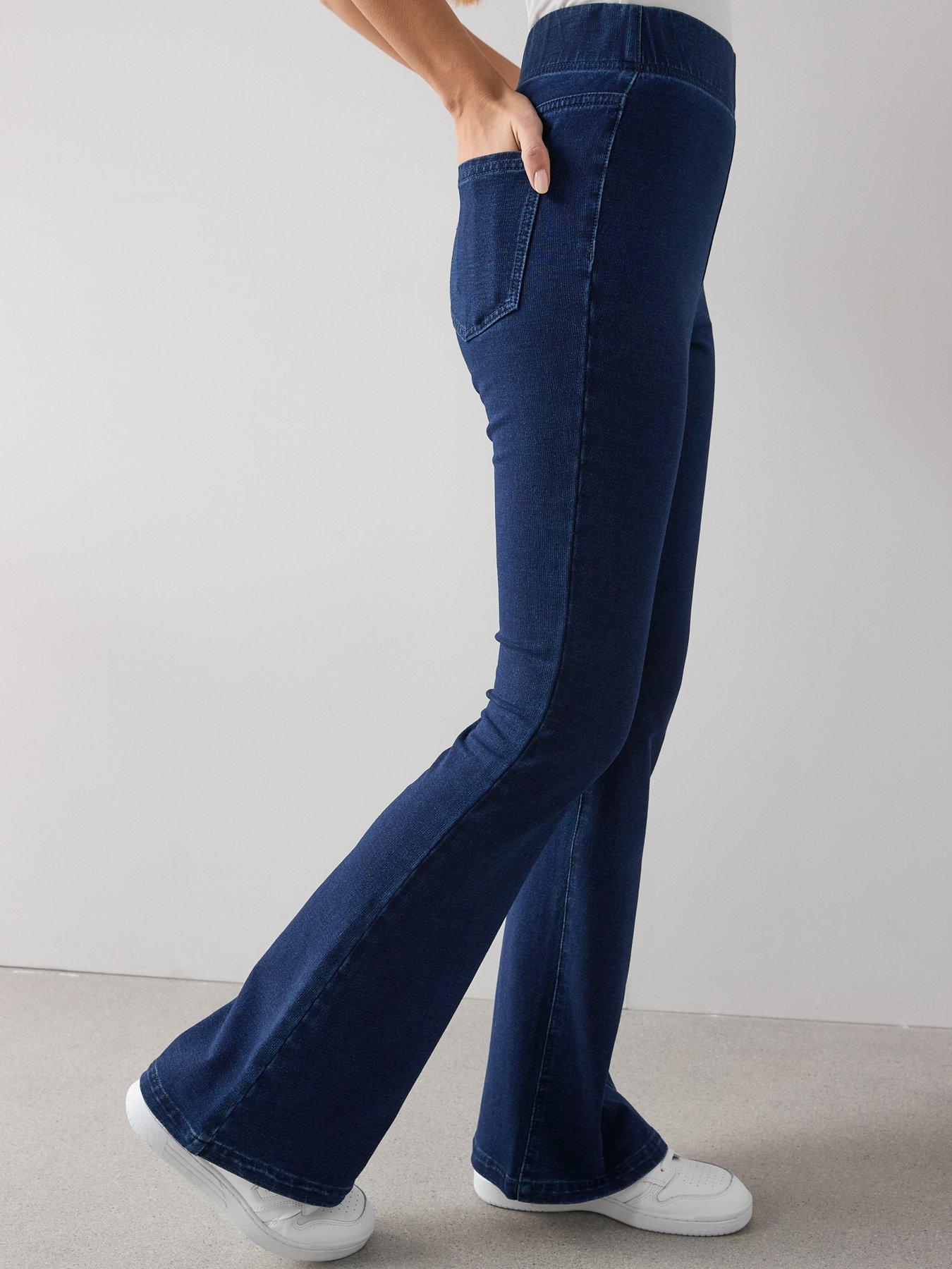 The Very Collection Denim Elasticated Flare Leg Jeans - Dark Wash