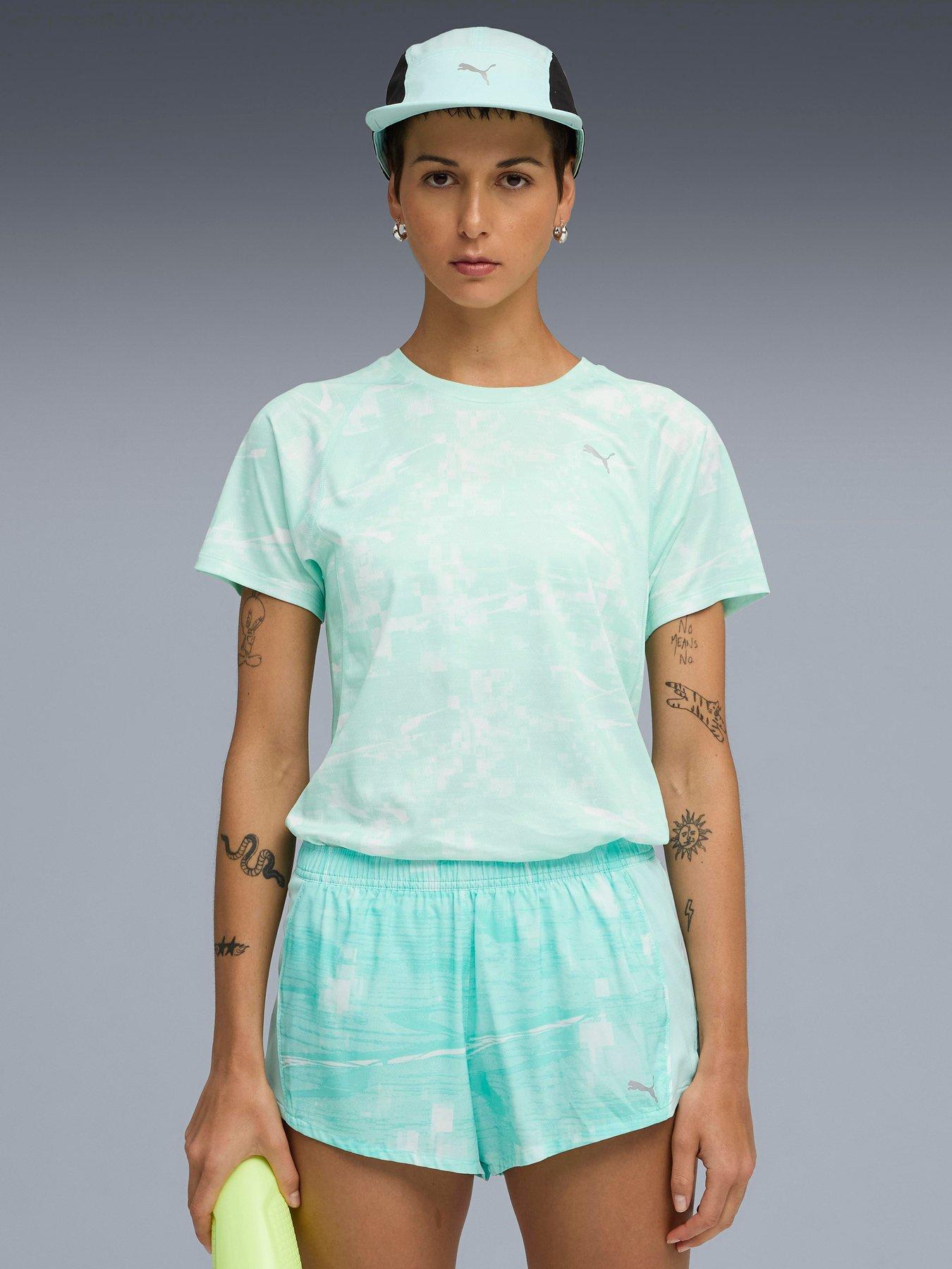 undefined Womens Running Velocity Printed T-Shirt - Green
