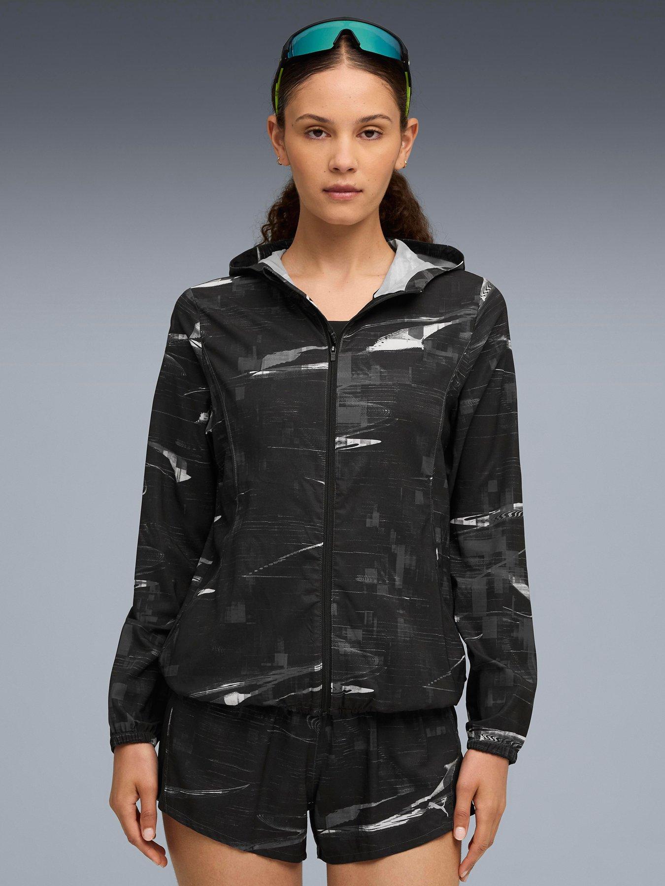 undefined Womens Running Velocity Printed Woven Jacket - Black