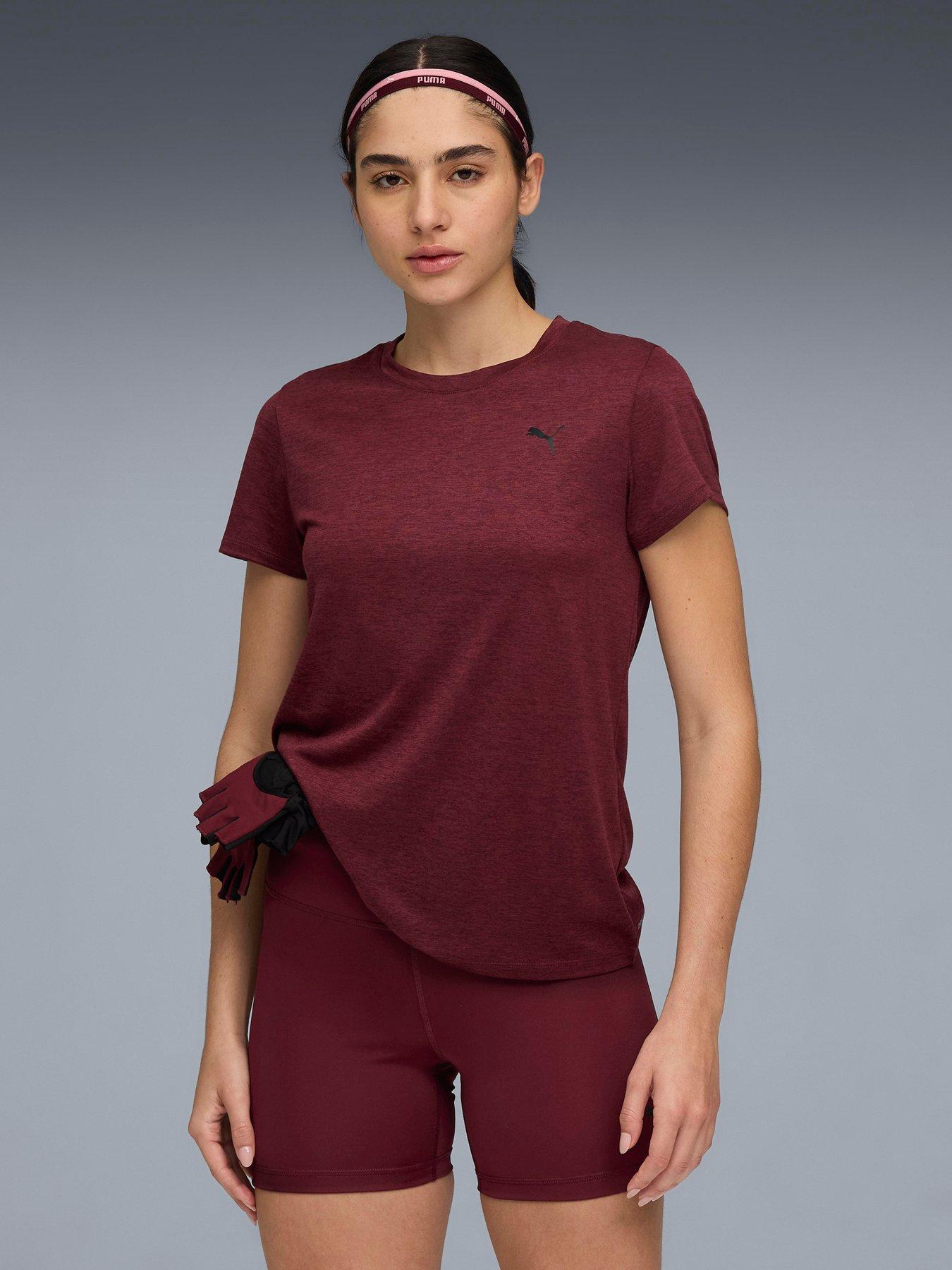 Puma Womens Training Essential Heather Tee - Burgundy