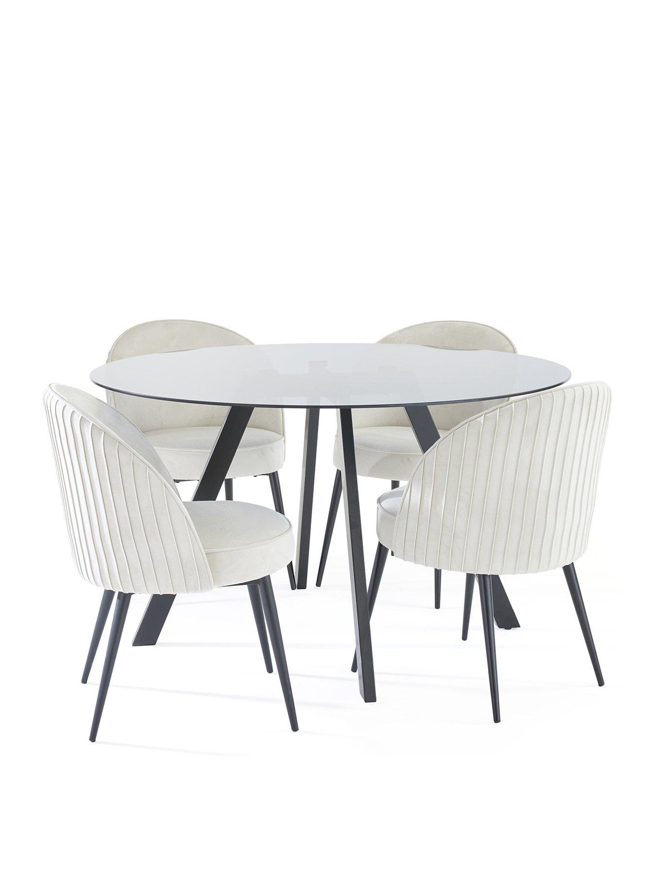 undefined Marlow 130cm  Round Dining Table & 4 Mia Pleated Dining Chairs