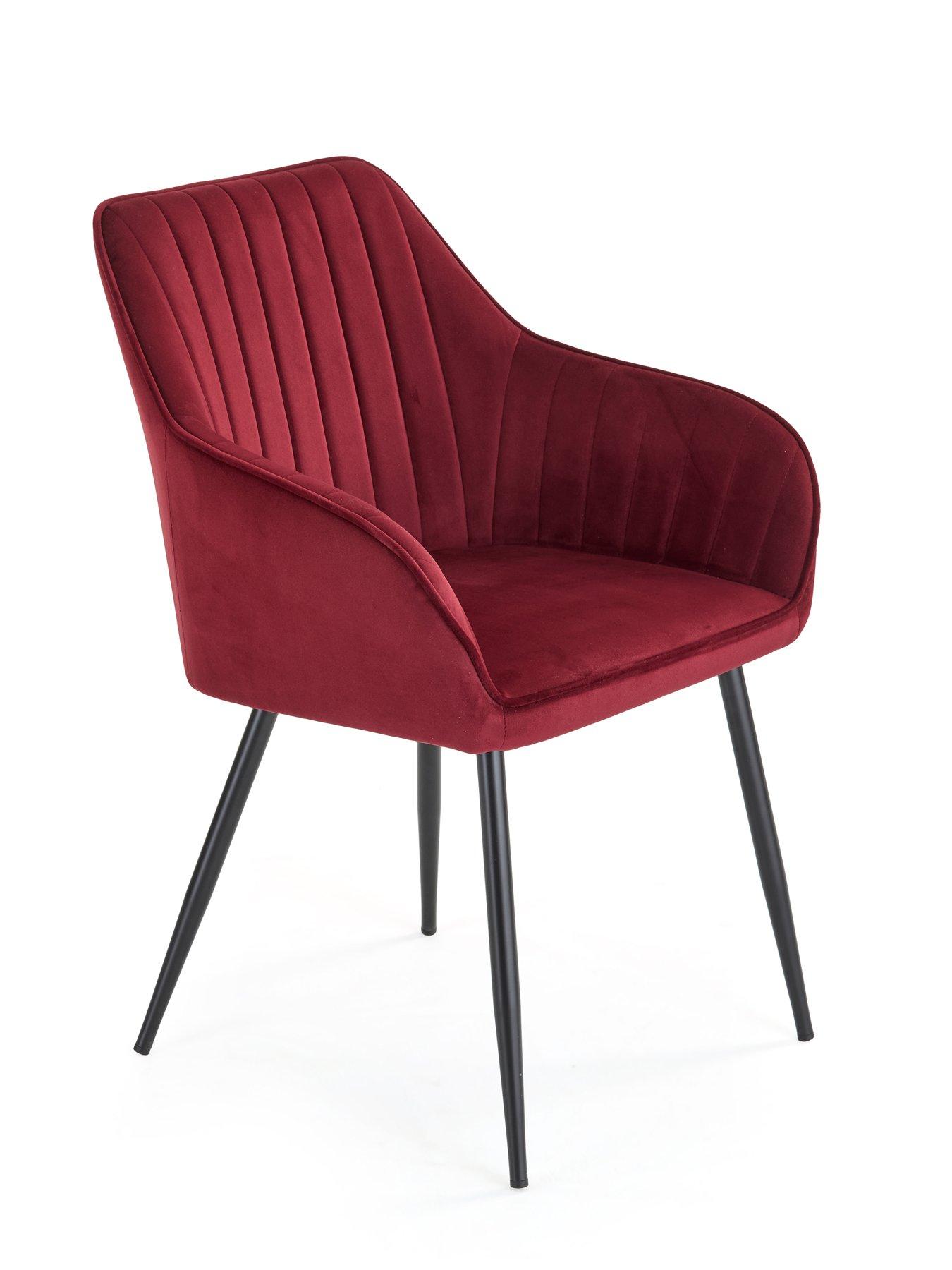 Image 4 of 7 of The Very Collection Chopstick Black 130cm Rectangular Dining Table &amp; 4 Alisha Burgandy Chairs