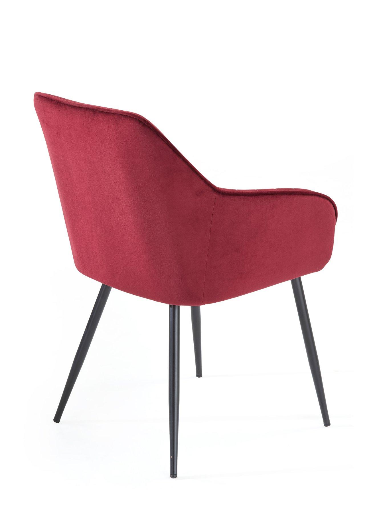 Image 6 of 7 of The Very Collection Chopstick Black 130cm Rectangular Dining Table &amp; 4 Alisha Burgandy Chairs