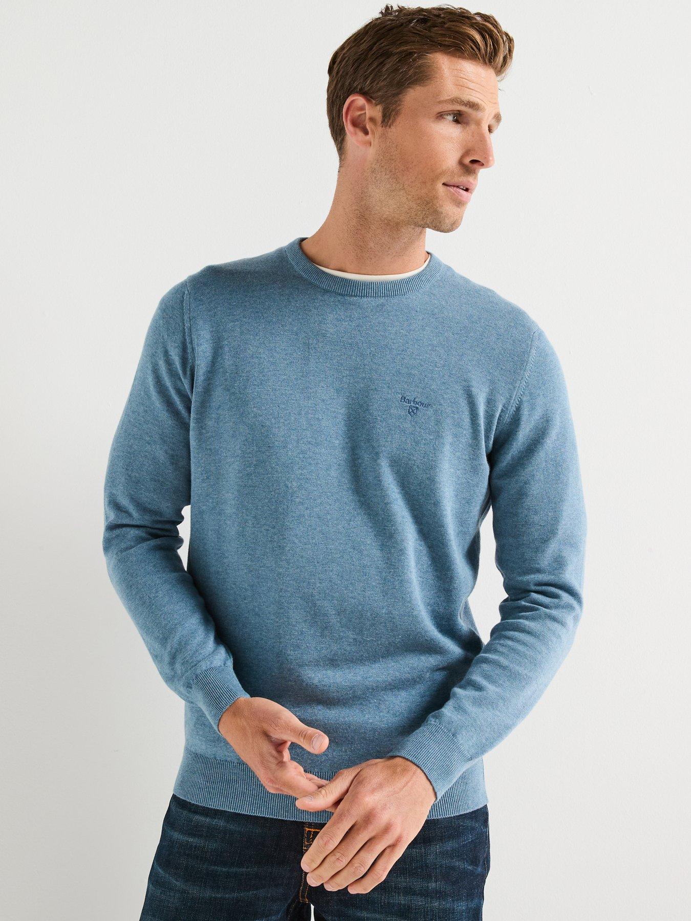 Barbour Pima Cotton Crew Knitted Jumper - Light Blue