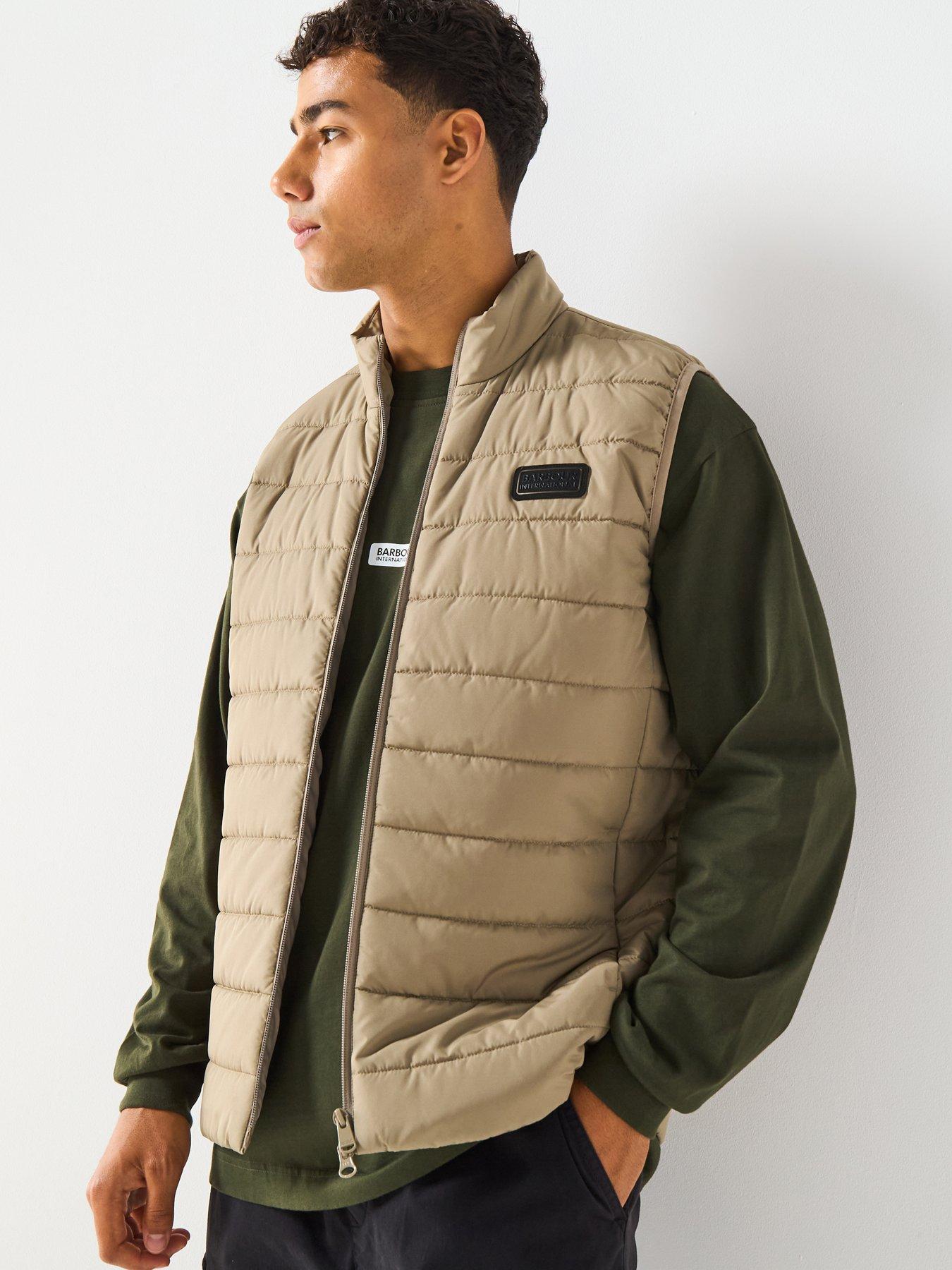 Barbour International: Aldon Baffle Slim Fit Quilted Gilet - Beige