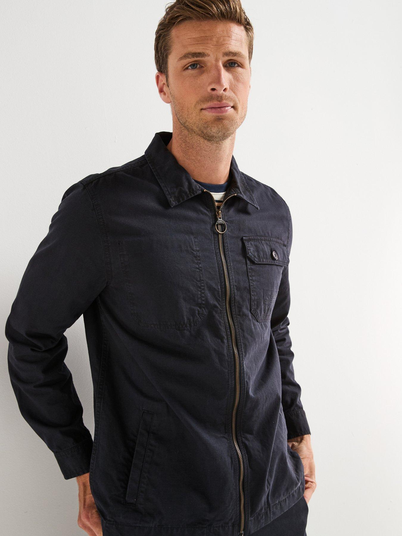 undefined Barbour Harton Relaxed Fit Slub Overshirt-navy