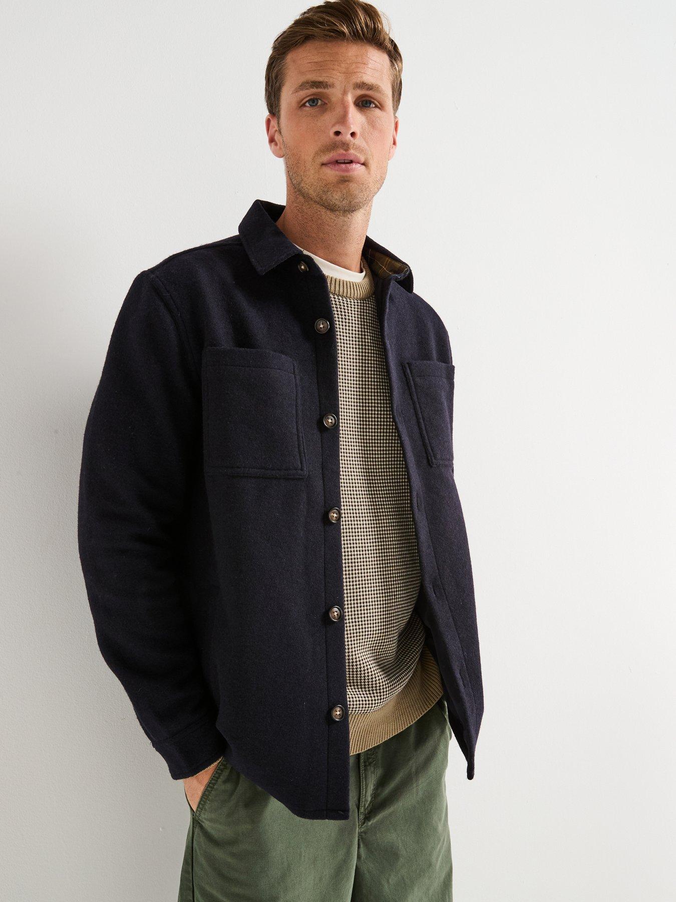 Barbour Marlow Tailored Fit Wool Blend Overshirt - Navy