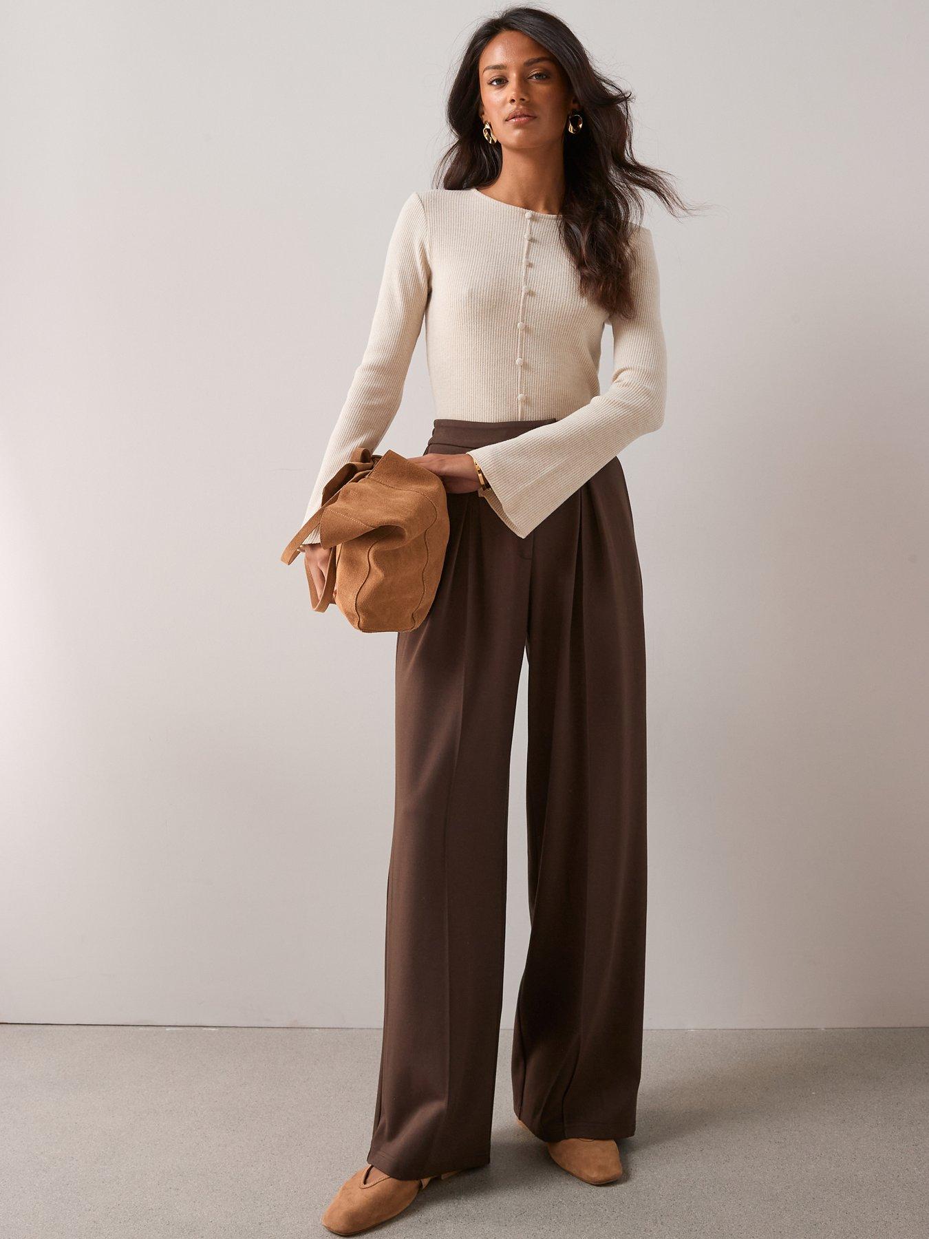 Image 3 of 7 of The Very Collection Flared Sleeve Ribbed Top - Cream