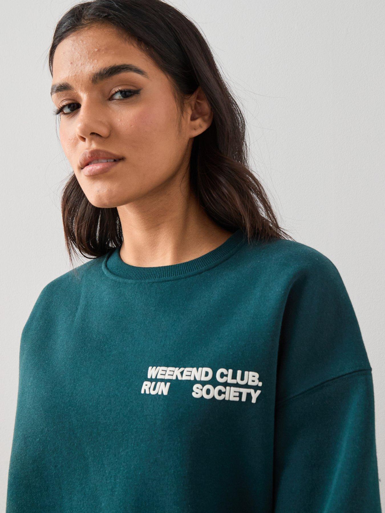 The Very Collection Crew Neck Slogan Sweatshirt - Green