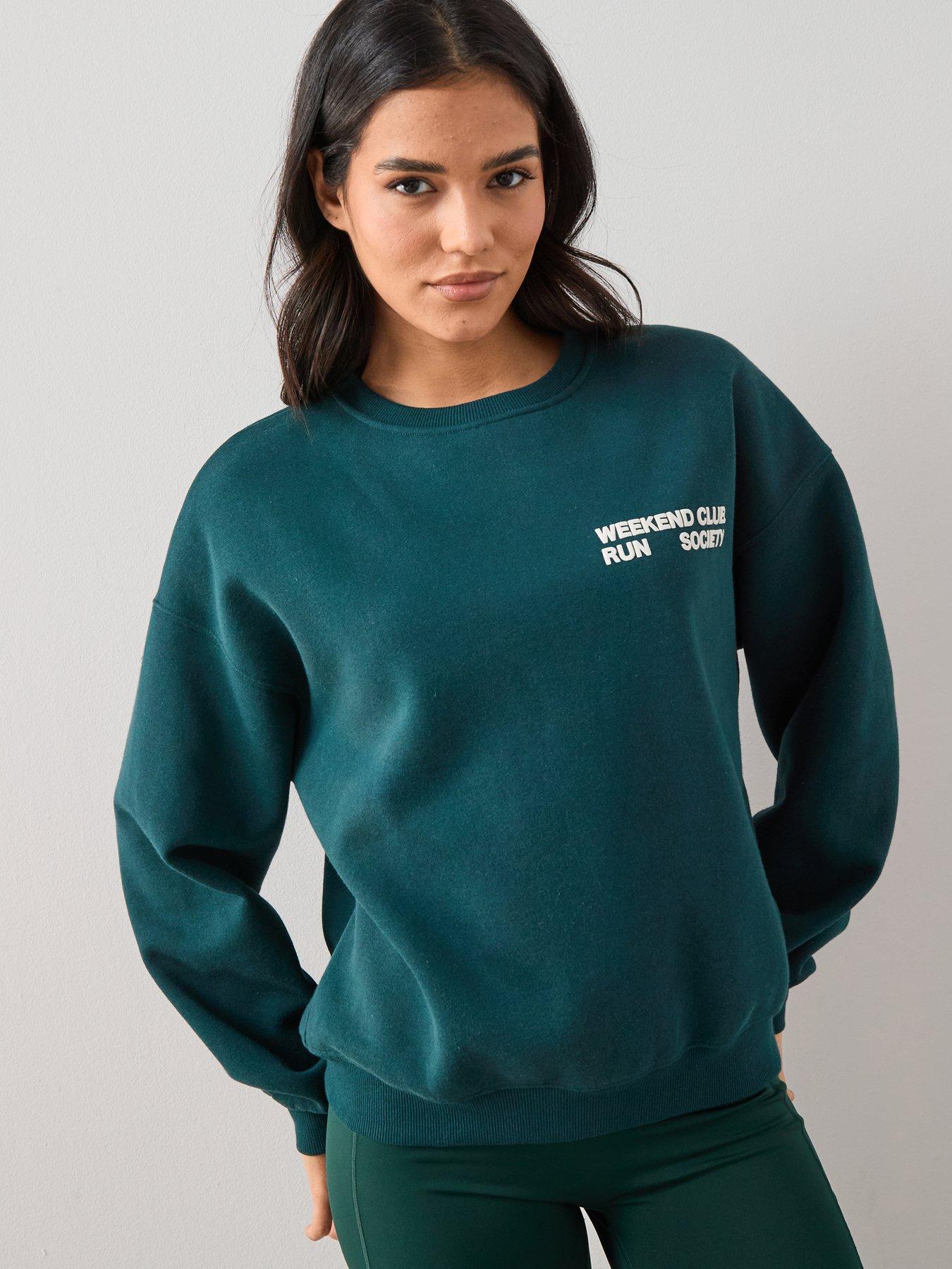 Image 4 of 7 of The Very Collection Crew Neck Slogan Sweatshirt - Green