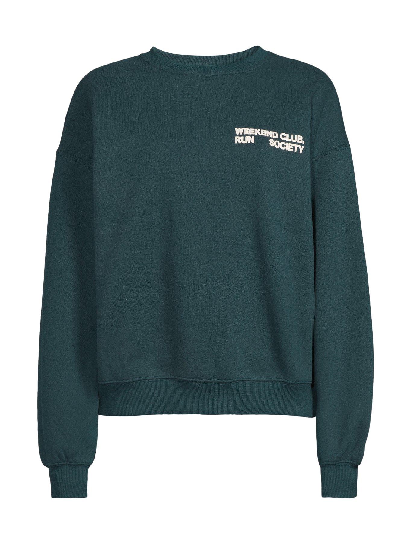 Image 7 of 7 of The Very Collection Crew Neck Slogan Sweatshirt - Green