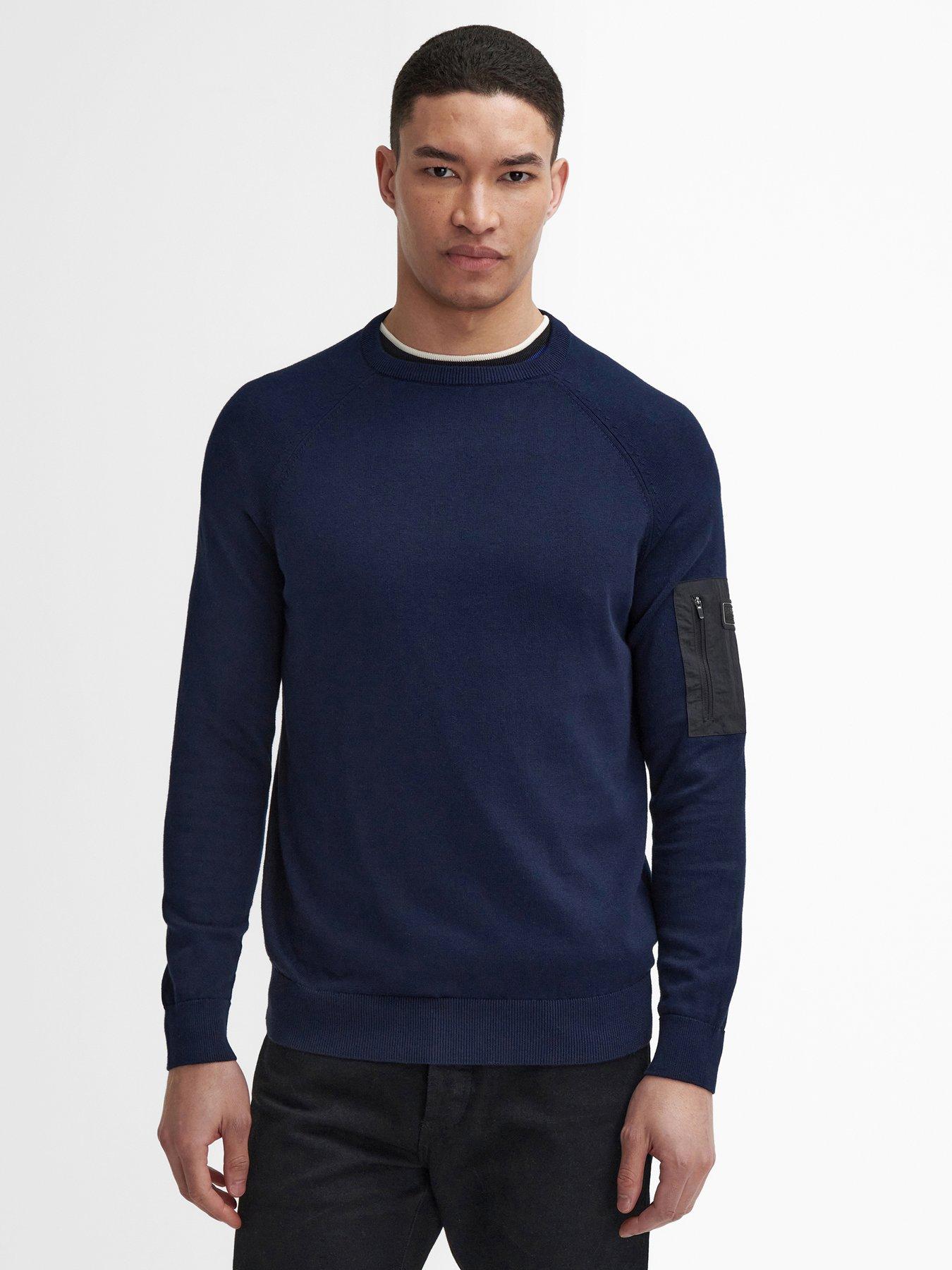 undefined Blades Cotton Crew Knitted Jumper - Navy