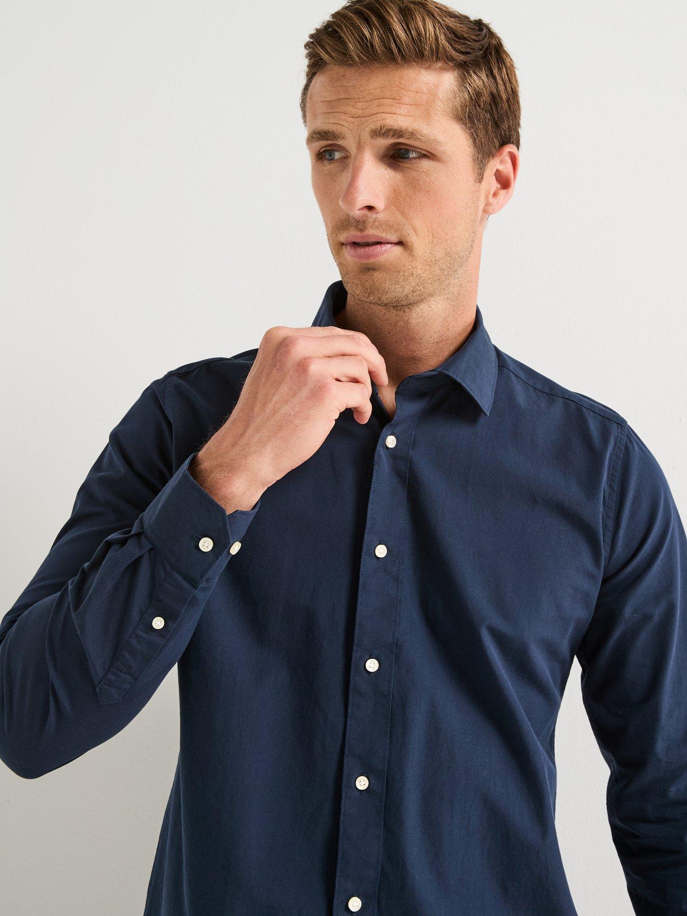 Image 3 of 3 of Barbour Throckley Pin Point Oxford Tailored Fit Shirt- Navy