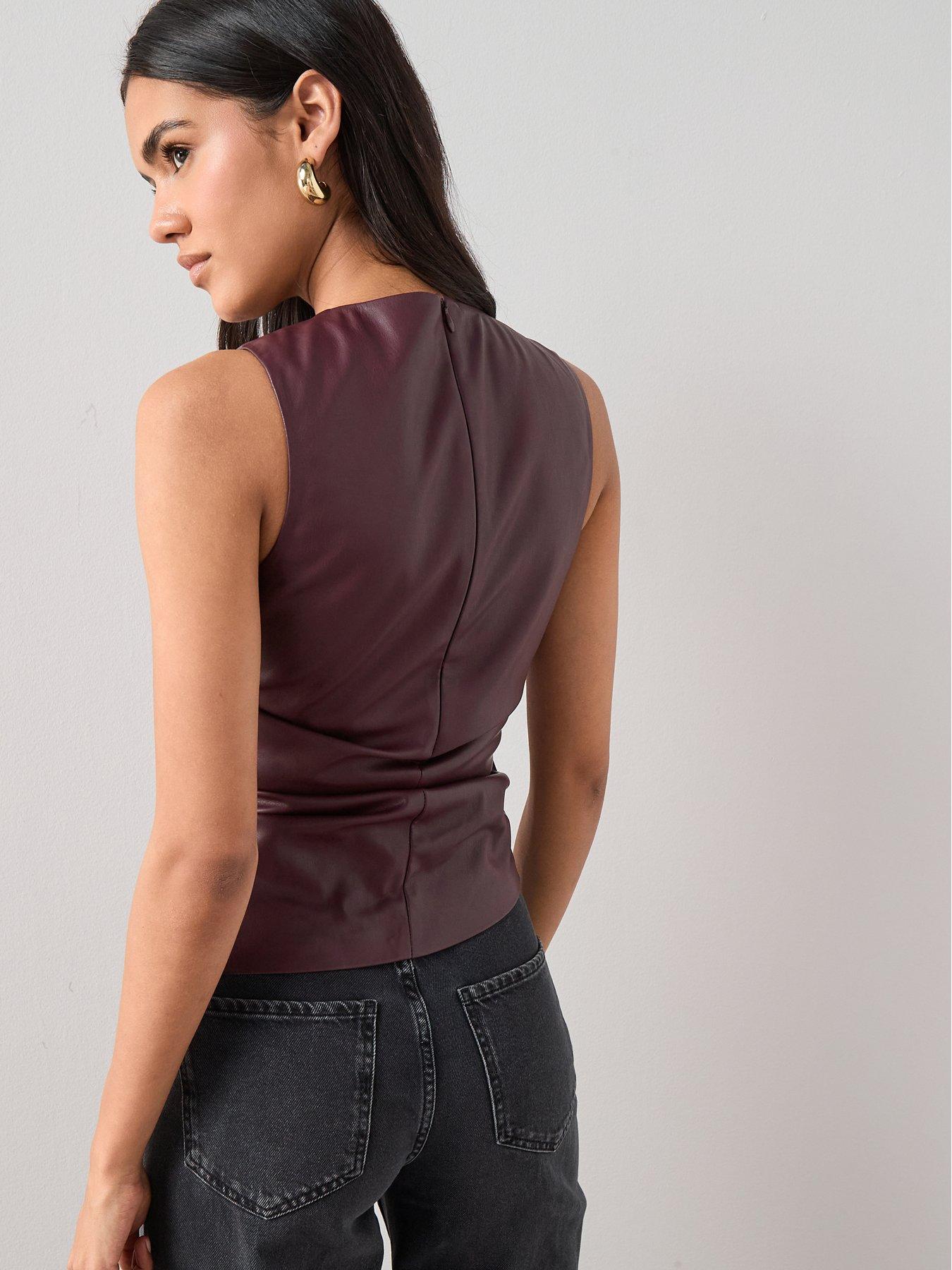 The Very Collection Sleeveless Pu Top - Purple | Very