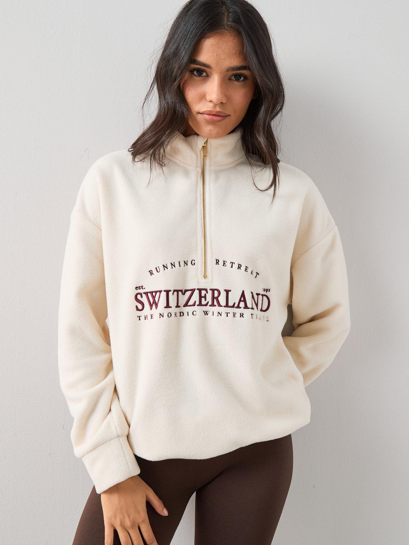 Image 5 of 7 of The Very Collection Graphic Zip Up Fleece - Cream