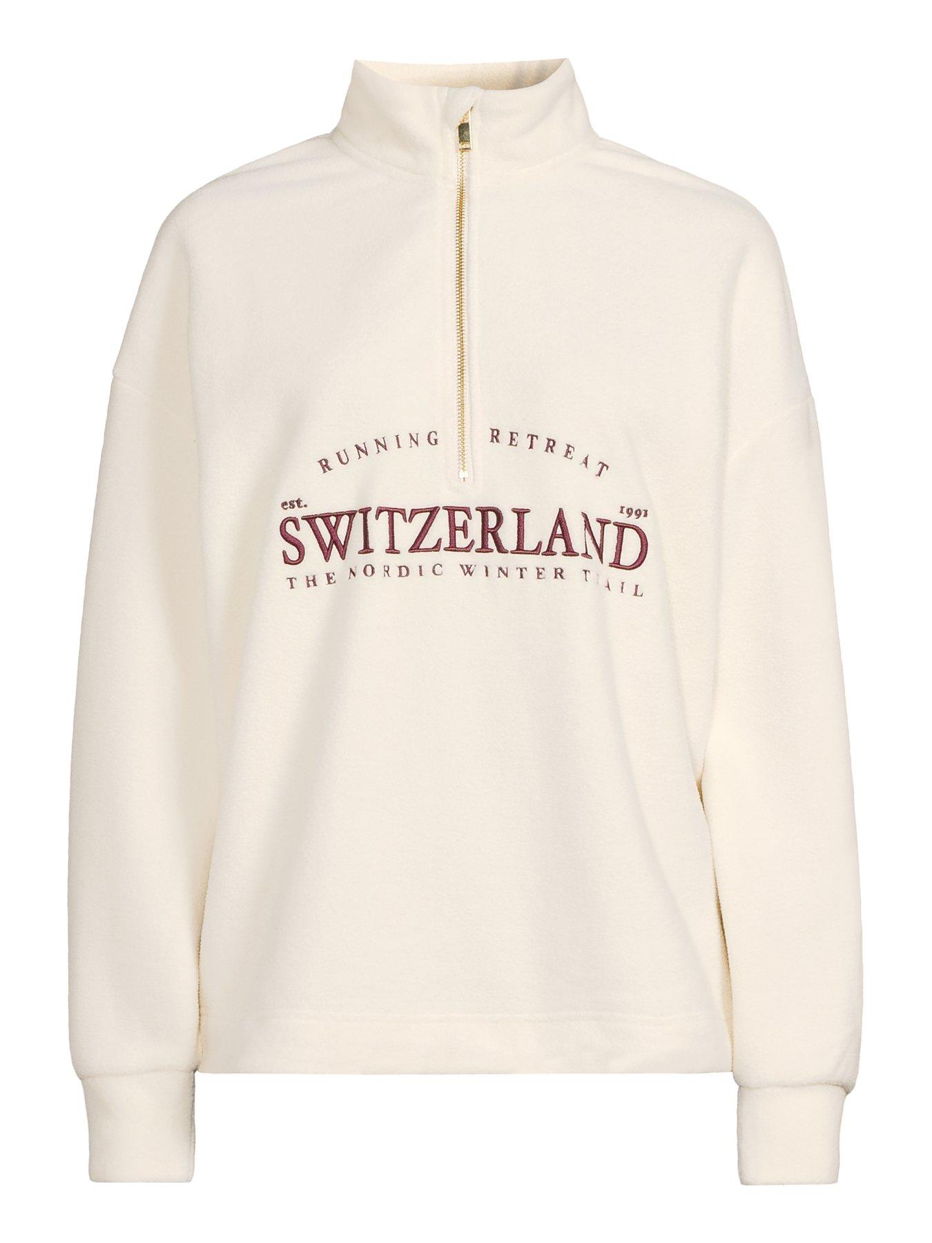 Image 7 of 7 of The Very Collection Graphic Zip Up Fleece - Cream