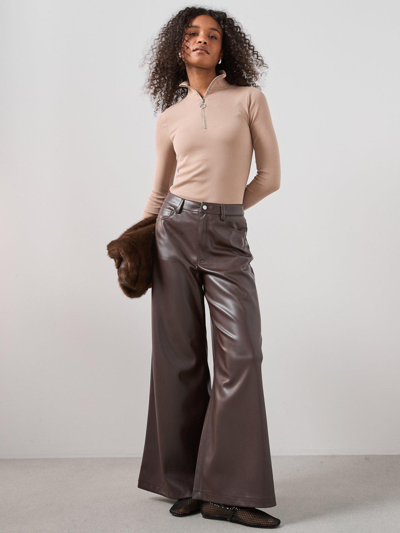 Image 3 of 7 of The Very Collection Ribbed Half Zip Top - Brown
