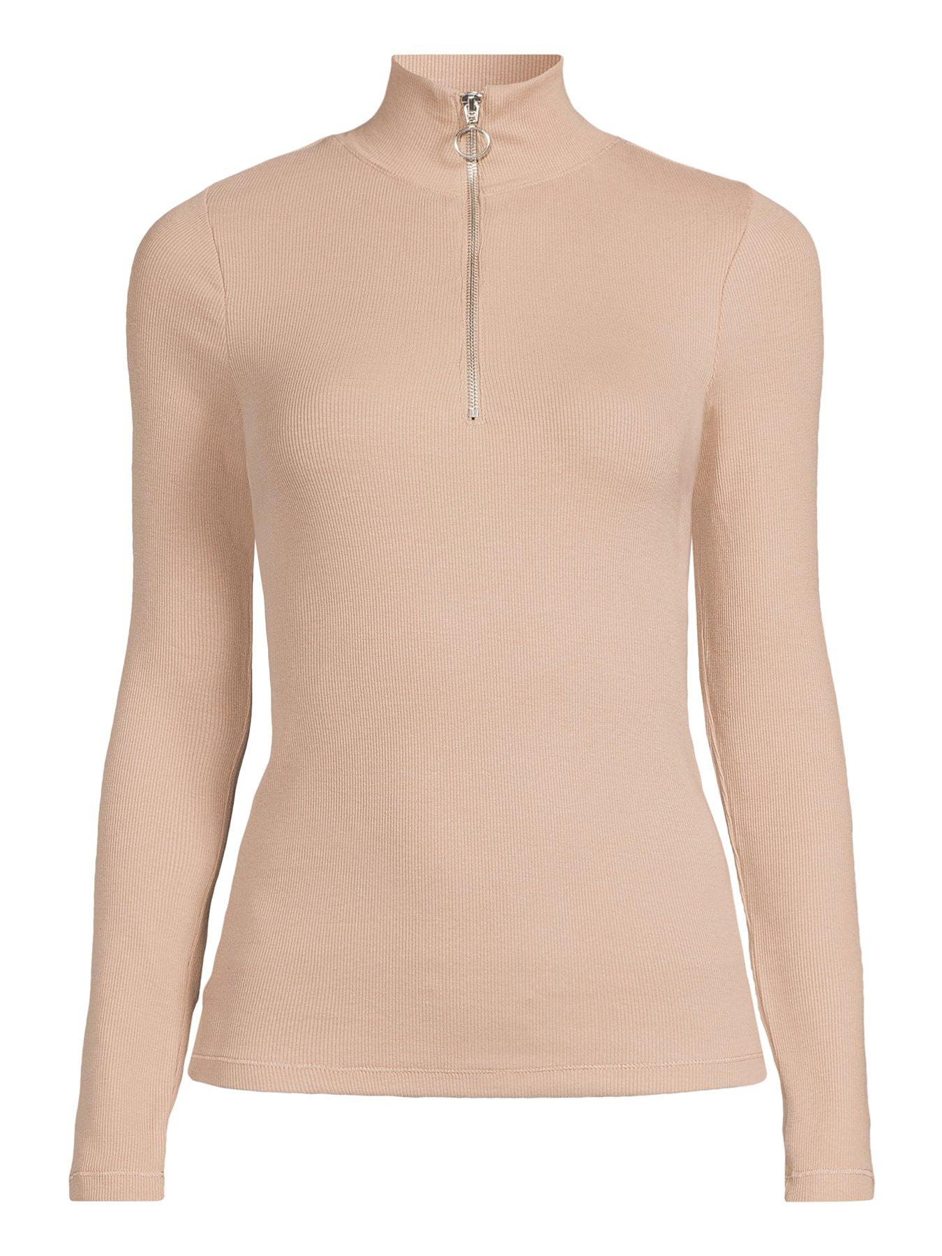 Image 7 of 7 of The Very Collection Ribbed Half Zip Top - Brown