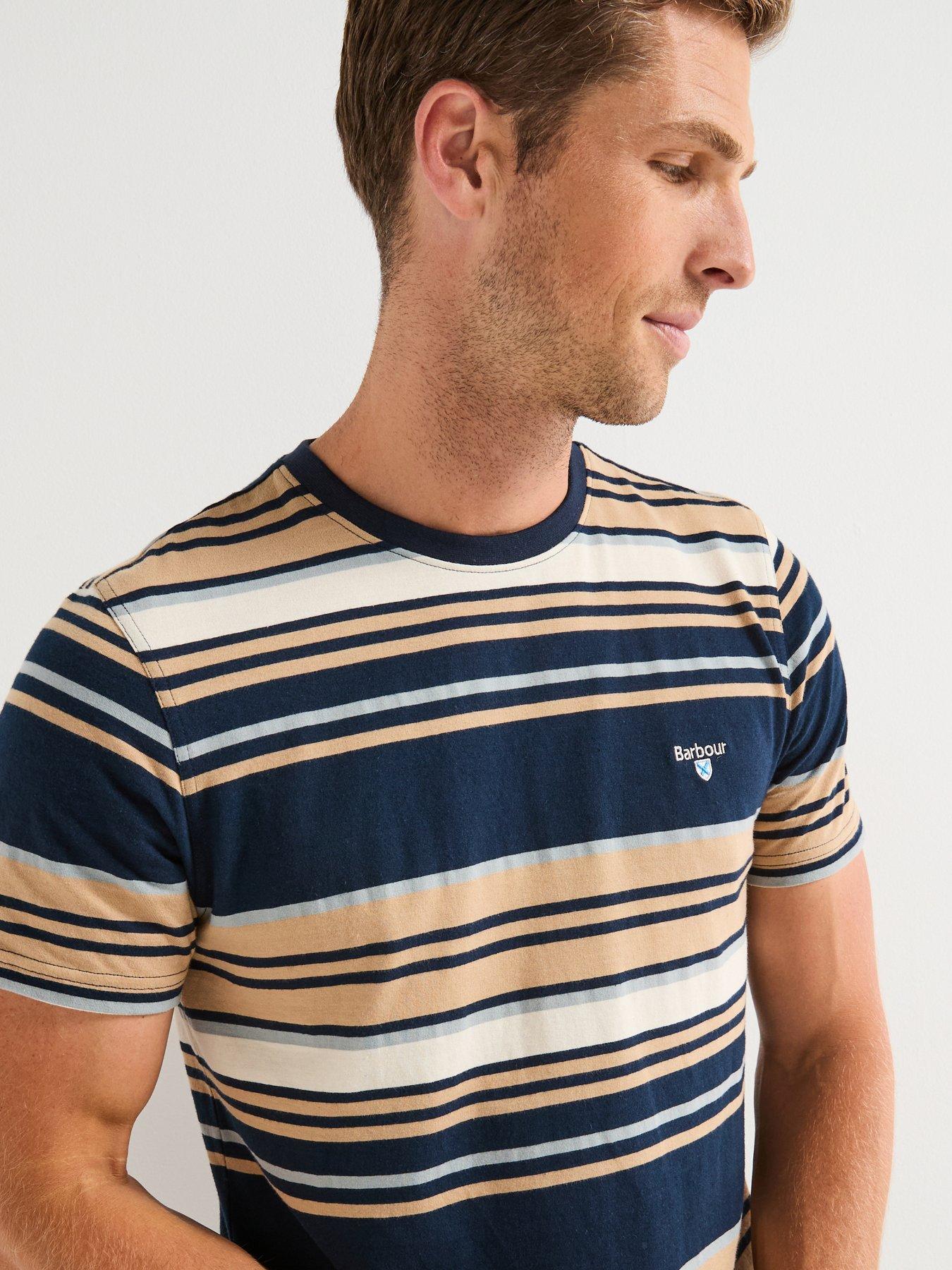 undefined Aickmen Tailored Fit Striped T-Shirt- Navy