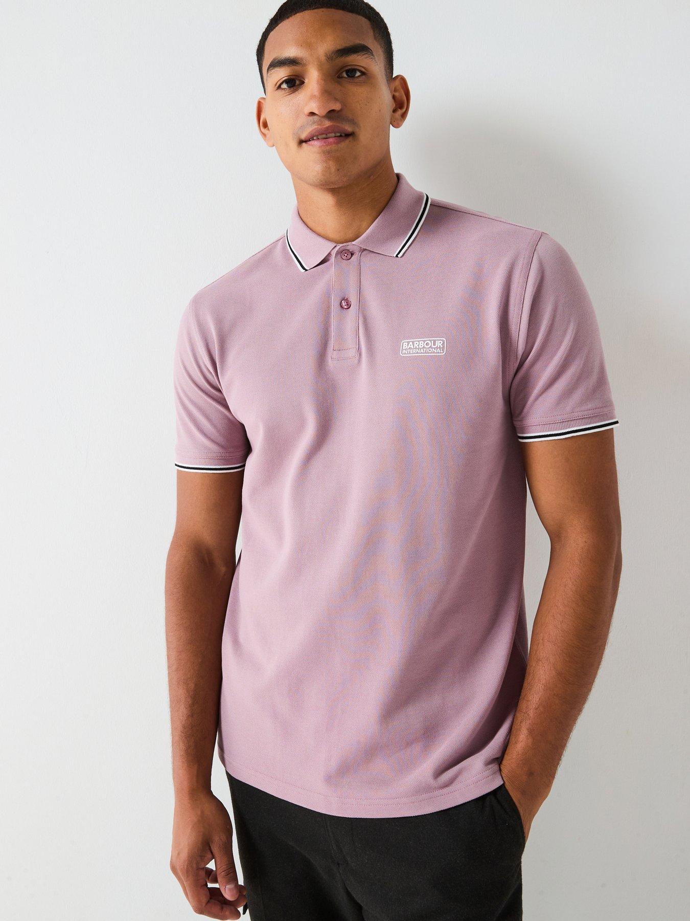 undefined Barbour International Evan Tipped Short Sleeve Polo Shirt-light Pink