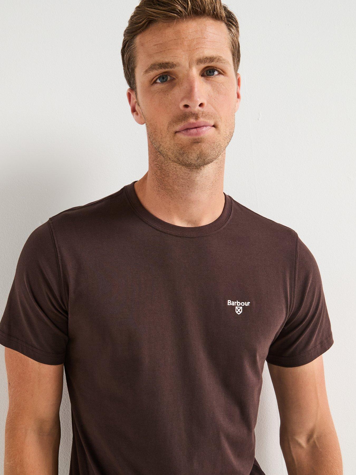 Barbour Short Sleeve Essential Sports T-Shirt- Brown, Brown, Size 3Xl, Men