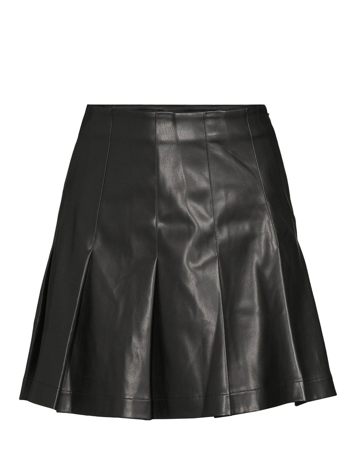 Image 7 of 7 of The Very Collection Pu Pleated Mini Skirt - Black