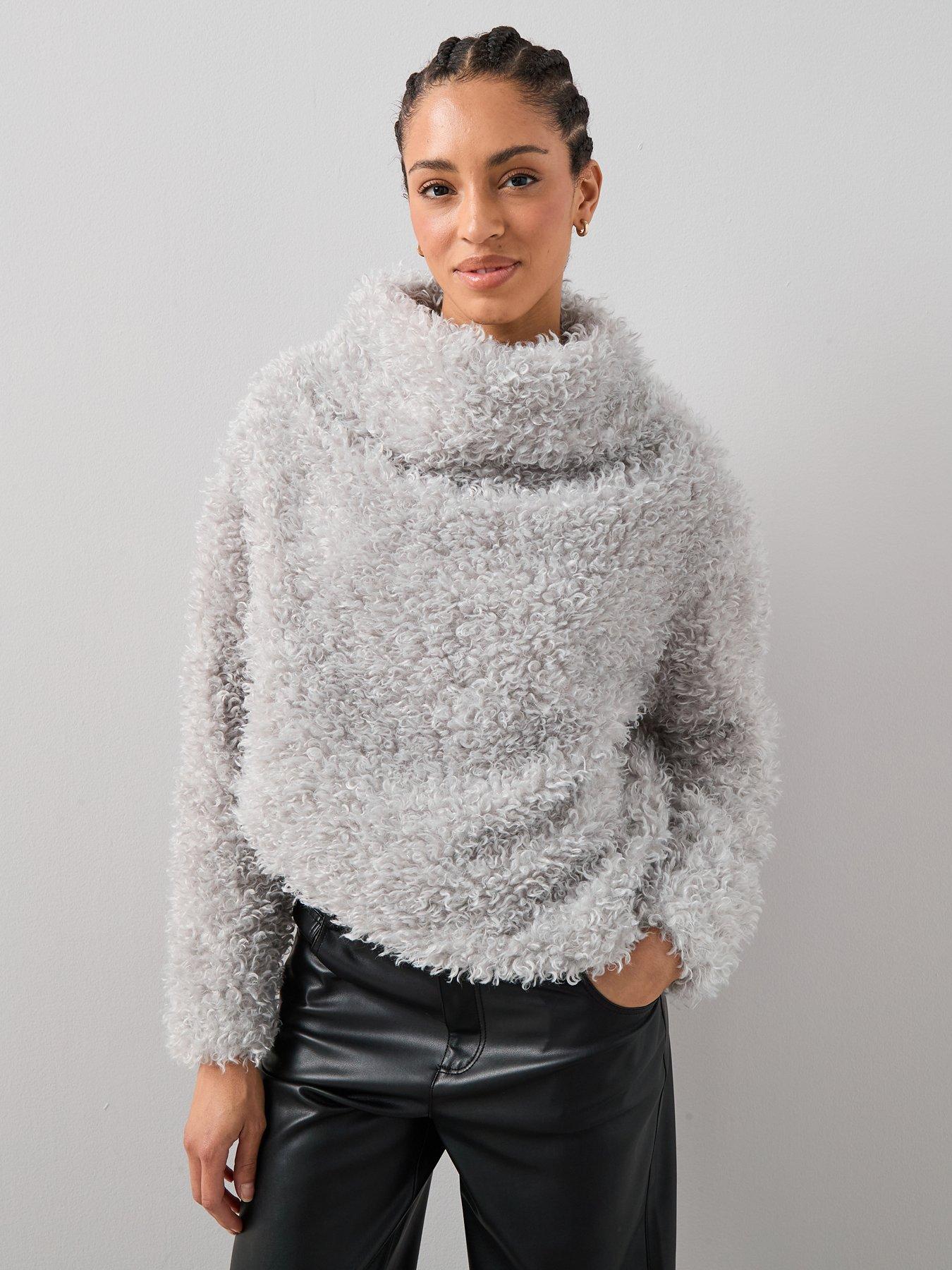Image 1 of 6 of The Very Collection Faux Fur Overhead Fleece&nbsp;- Grey