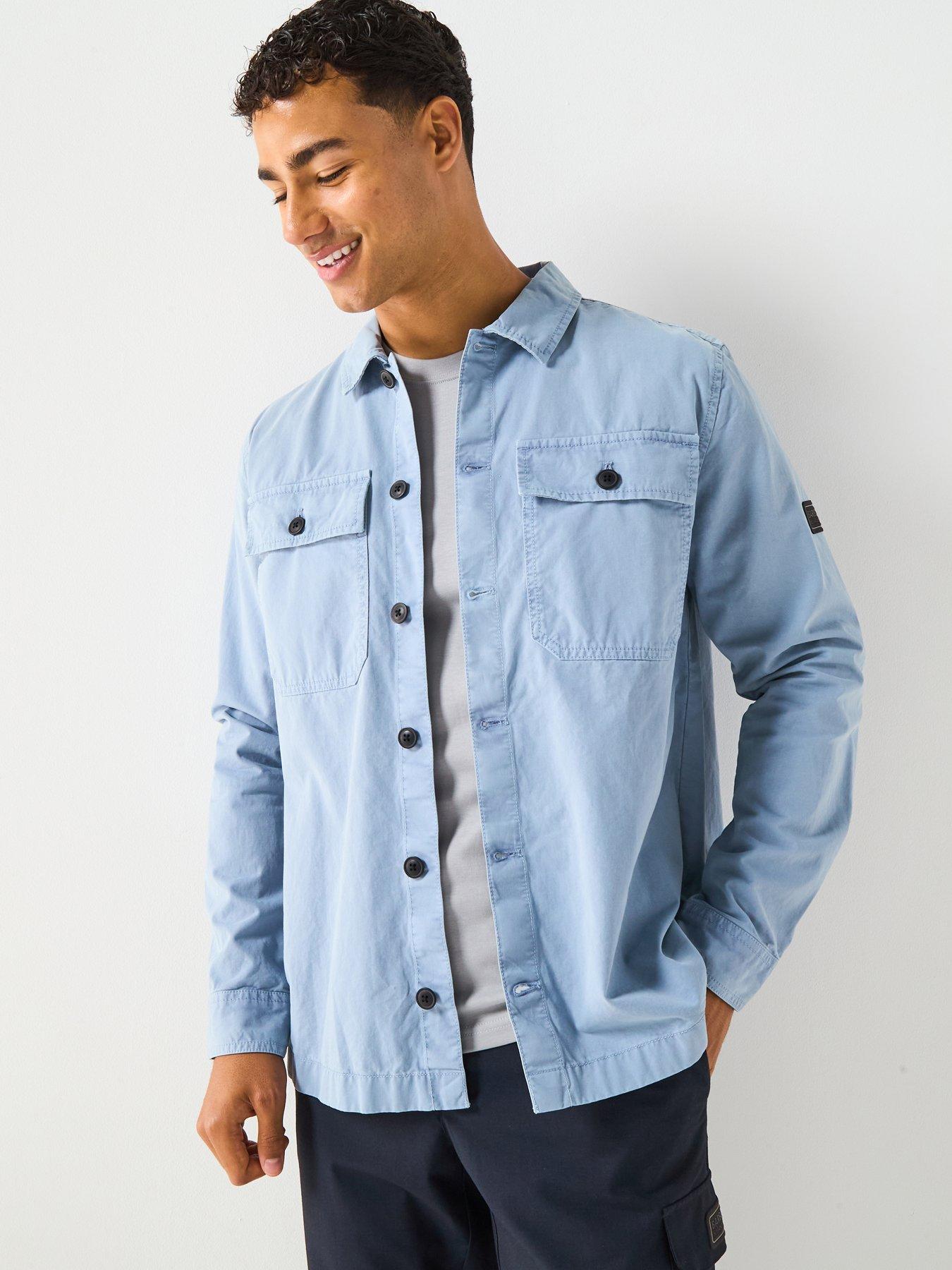 undefined Arlo Button Pocket Overshirt- Light Blue